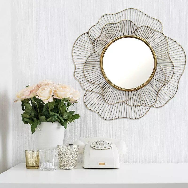 Artemade Iron Framed Rose Design Decorative Wall Mounted Round Mirror Modern Hanging Makeup Mirror for Bedroom Living Room Bathroom (Golden, 60 Cm) (B0CQTDKJ7D) Amazon Price History, Amazon Price Tracker