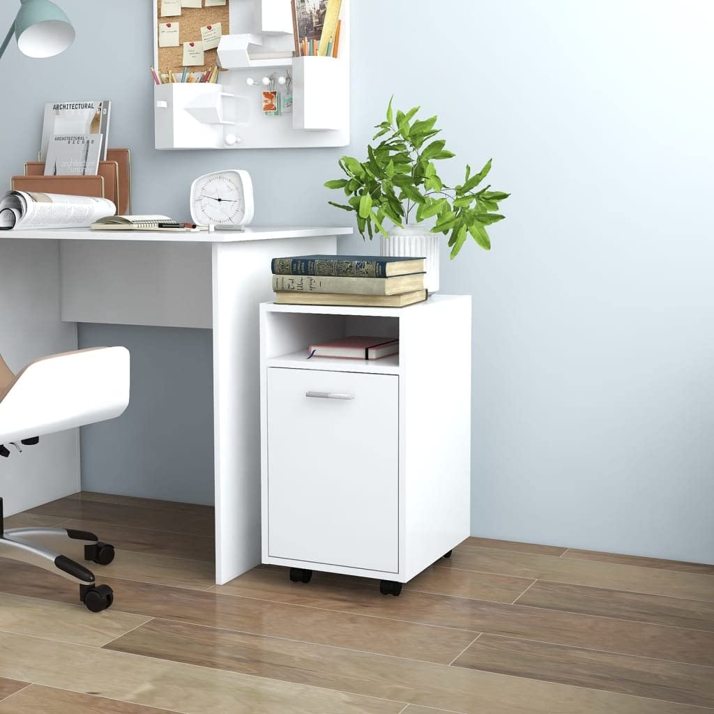 vidaXL Credenza con Ruote Bianca 33x38x60 cm in Legno Multistrato