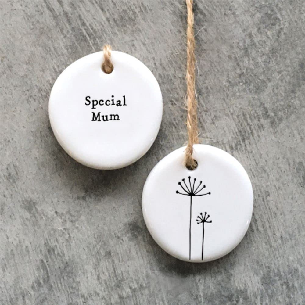 East Of India Mini Porcelain Hanging Tag Special Mum Tag, Family Porcelain Keepsake, Mothers Birthday Keepsake Gift, Small Porcelain Gift, Friendship Gift, Mothers Day
