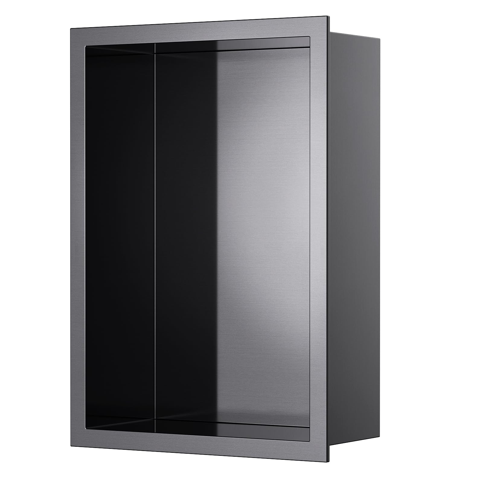 KEOKBON Stainless Steel Shower Niche Wall Insert 20x30cm, No Tiled Needed Niche Shower Embedded for Bathroom, Wall Recessed Shower Shelf for Storage, Single Layer, Nano Graphite Grey