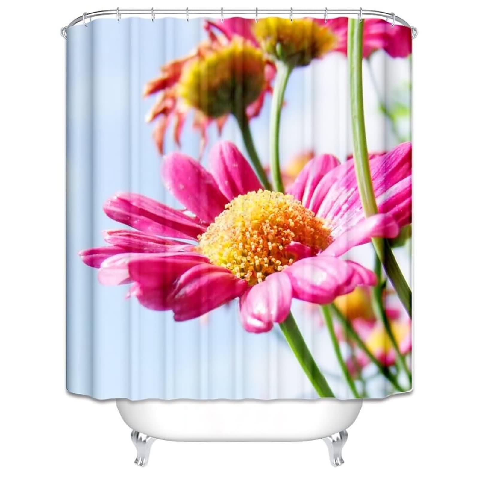 Rideau douche marguerite fleur tissu pour créer une salle de bain cocooning