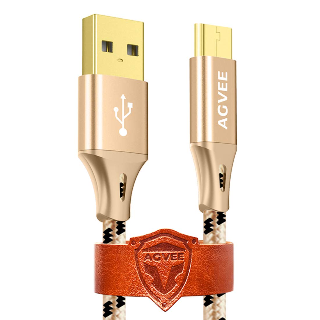 AGVEE 3A Heavy Duty [3 Pack 2m] Fast Micro USB Cable Android Phone Charging Charger Sync Cord for Samsung Galaxy S7, S6, J7, J3, LG, Moto, PS4 Xbox Controller, Kindle Fire, Gold