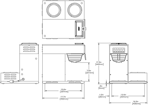 Miniatura 6 de BUNN VP17-3 cafetera comercial Pourover de perfil bajo de 12 tazas 3 calentadores inferiores 133000003