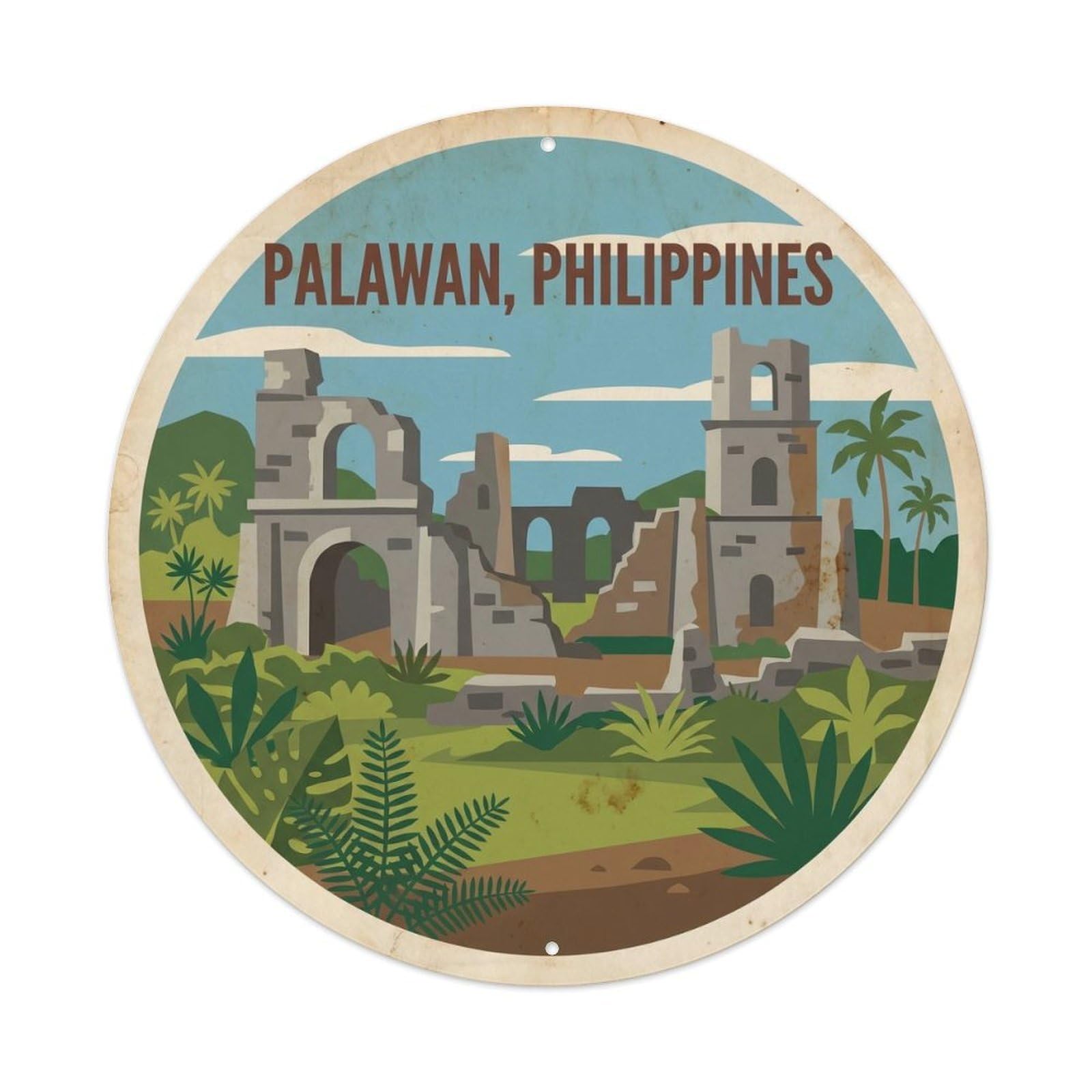 Palawan Historic Plaza Island Lagoon Coastal Bay Metal Tin Sign