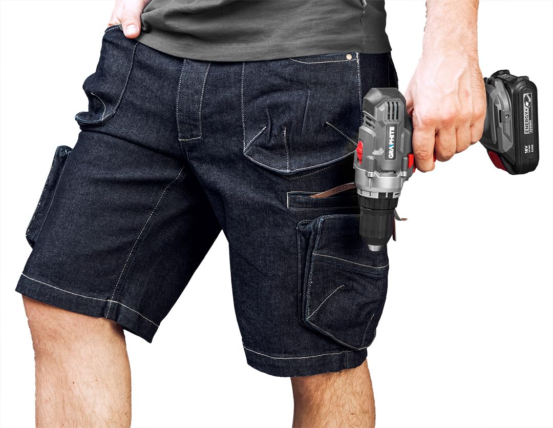 Neo Tools Pantalones Vaqueros Cortos de Trabajo para Hombre, Tallas XS-3XL, o Conjunto con Chaqueta de Forro Polar, Costuras reforzadas, Pantalones de artesanía, Aspecto Cargo