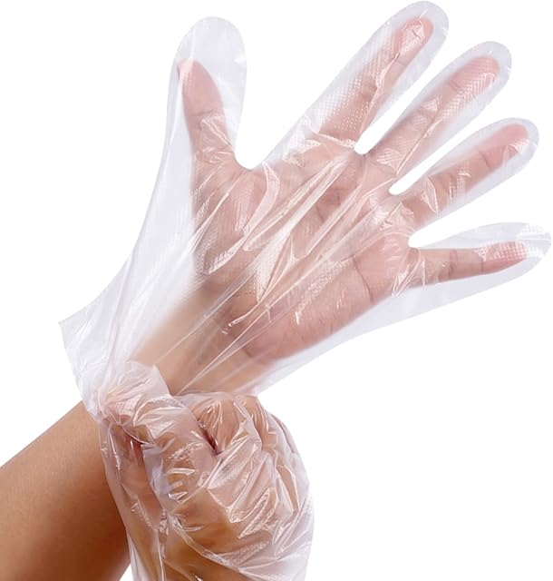 600pk Plastic Gloves Disposable Medium Large | Food Prep Gloves | Polythene Disposable Gloves for Kitchen Cooking Catering | Waterproof Gloves for Cleaning Hair Colouring | Food Handling Gloves