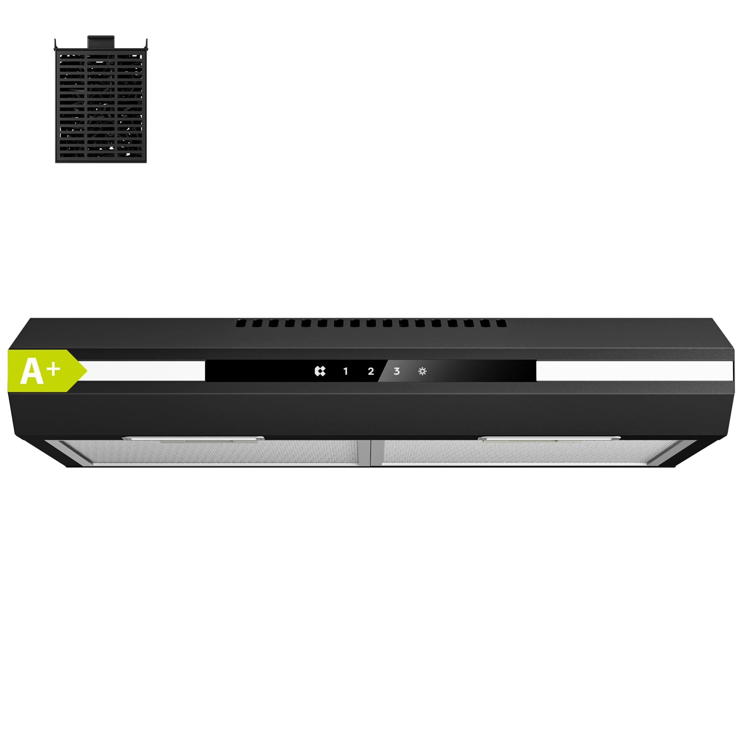 CIARRA CBCB6921 A+ okap kuchenny do zabudowy 60 cm termoobieg i wywiew czarny | Obsługa SensorTouch, wyświetlacz LCD z lampą sterowaną oddychaniem, zintegrowana szafka dolna CBCF011 filtr z węglem aktywnym