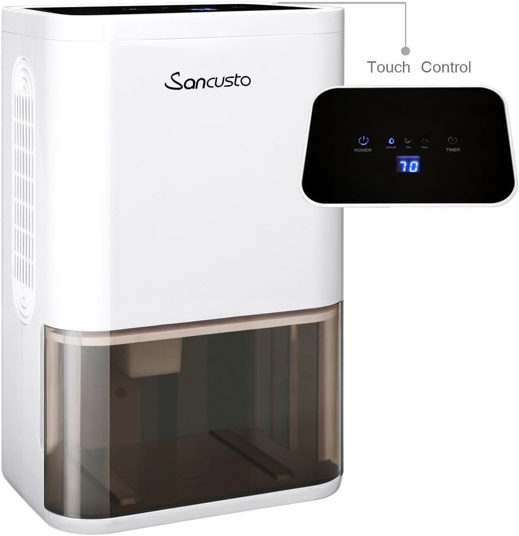 Dehumidifier for Home, Sancusto Electric Anion Air Purify Multi-model Laundry Dryer Moisture Absorber for Damp, Mould, Moisture in Home Use, Kitchen, Bedroom, Caravan, Office, Garage (1.8L)