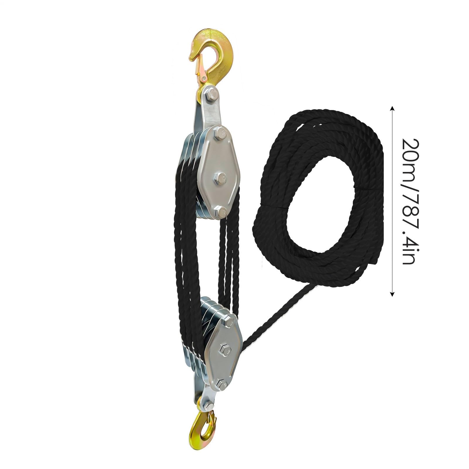 Robustes Seilzugsystem – Deckenmontage, Handseilzug-Set mit Stahlhaken und Nylonseil, Lasthebemechanismus für effiziente C-Handhabung