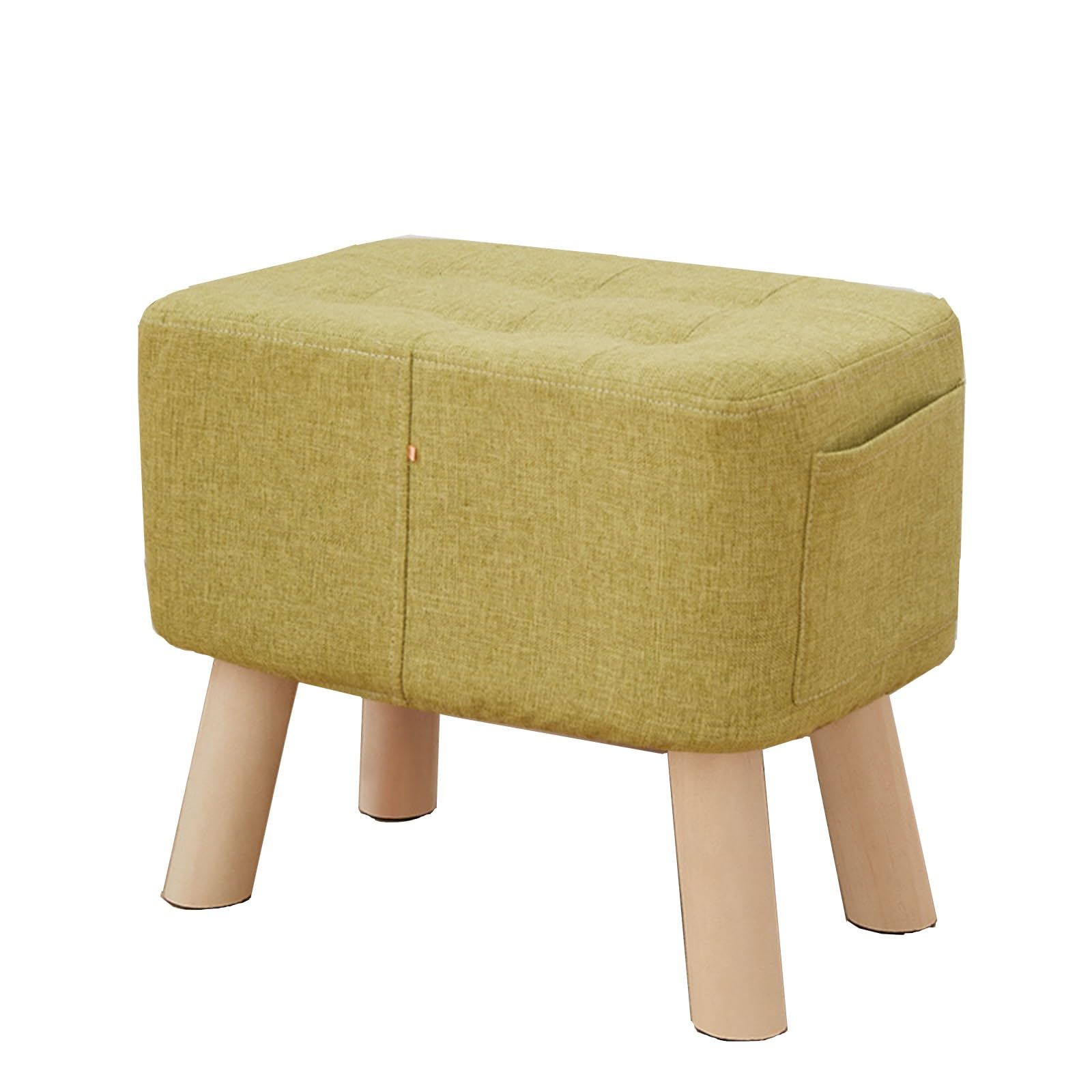 Reposapiés amarillo para sala de estar con cojín cómodo y banco rectangular para zapatos