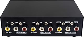 Duttek 2 Port Cinch Umschalter Audio umschalter av Switch 2 In 1 Out Composite Video L / R Audio Auswahlbox für DVD STB Sp...