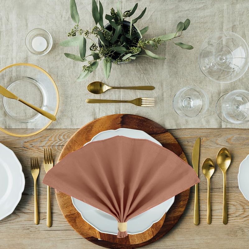 Sweet Needle, Pack of 12-100% Cotton Oversized Dinner Napkins 45 CM x 45 CM (18 IN x 18 IN), Peach - Image 4