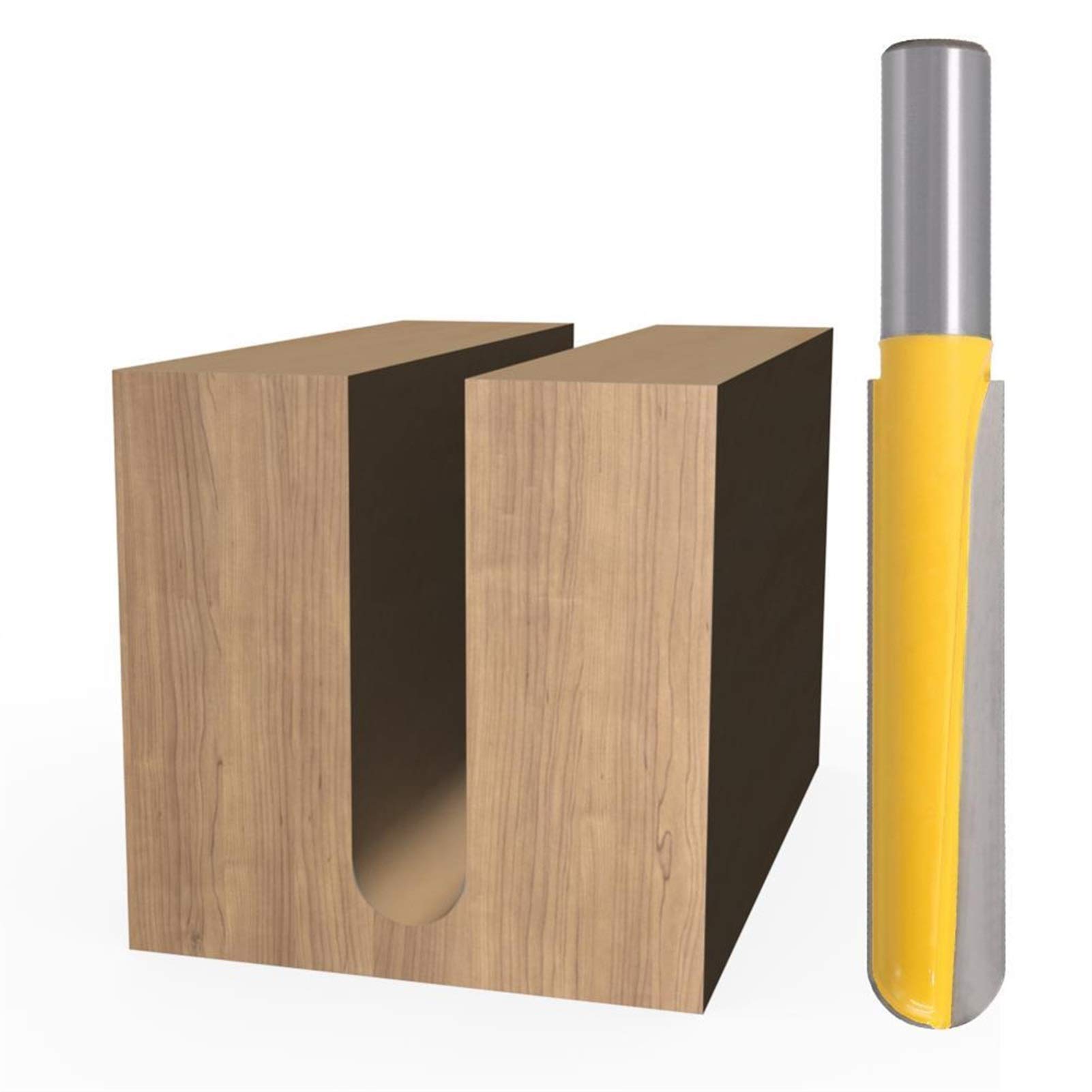 Zkenyao-Router Bit 12mm Shank 1/2?Shank CNC Carbide End Mill Tool Long Blade Round Nose Bit Core Box Router Bit, 1PC, Use Safety Reliable (Cutting Edge Length : 12.7mmX12.7mmX63mm)