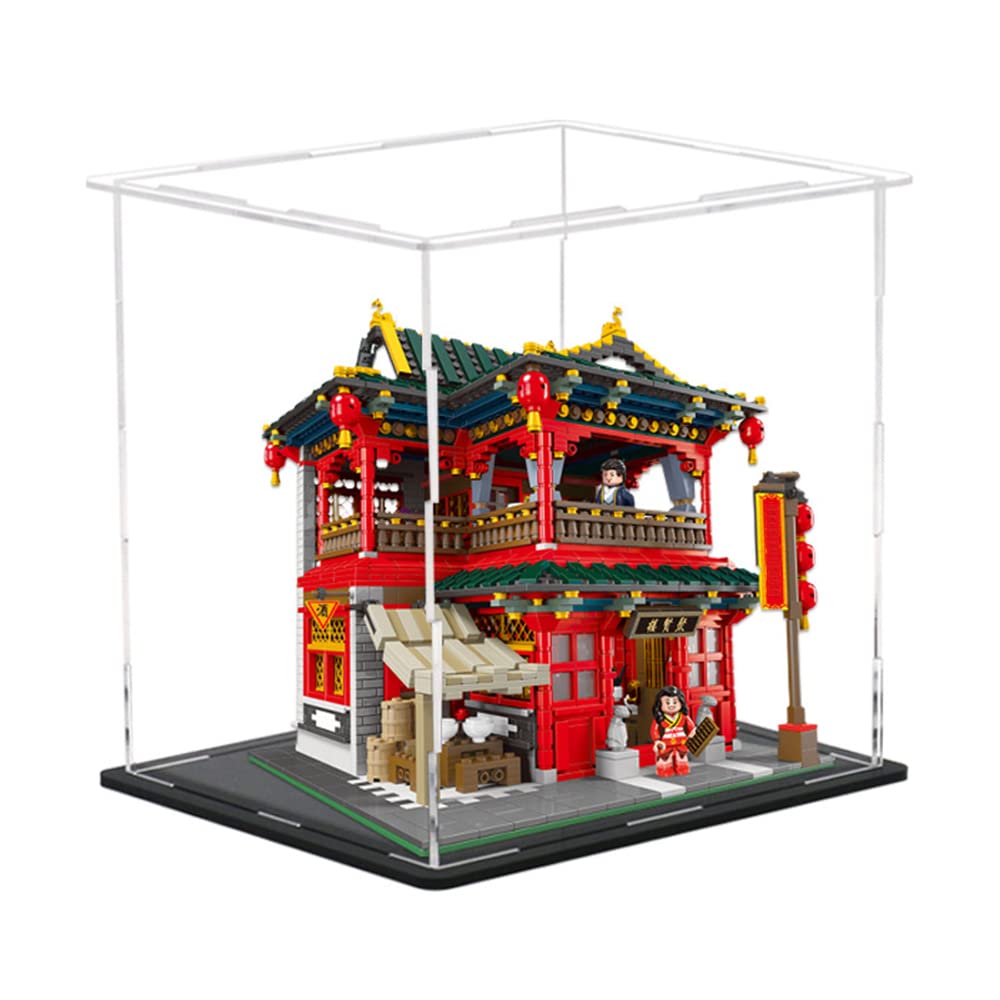 Self-Assembly Acrylic Display Case,Deluxe Dustproof Showcase,Cube Countertop Box for Pop Figures Collectibles Toys,Need Remove The Protective Film (