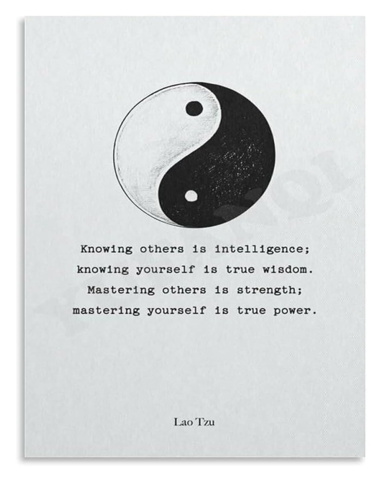 MDBJTCYZN Yin Yang Taoism Art Lao Tzu Philosophical Quote Inspirational Poster Wall-Art for Home Office Decor(Framed,12x18inch(30x45cm))