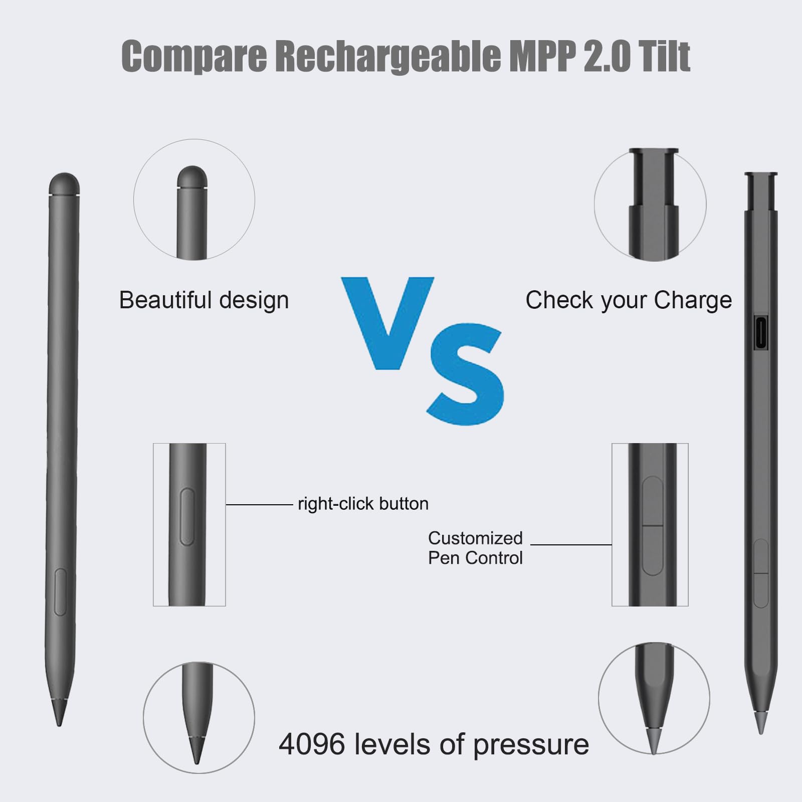 DQ100 Penna inclinabile ricaricabile MPP 2.0 per penna stilo inclinabile HP MPP2.0 ricaricabile (3J122AA) Compatibile con penna HP Pavilion x360 Envy x360 Pen Spectre x360 Pen
