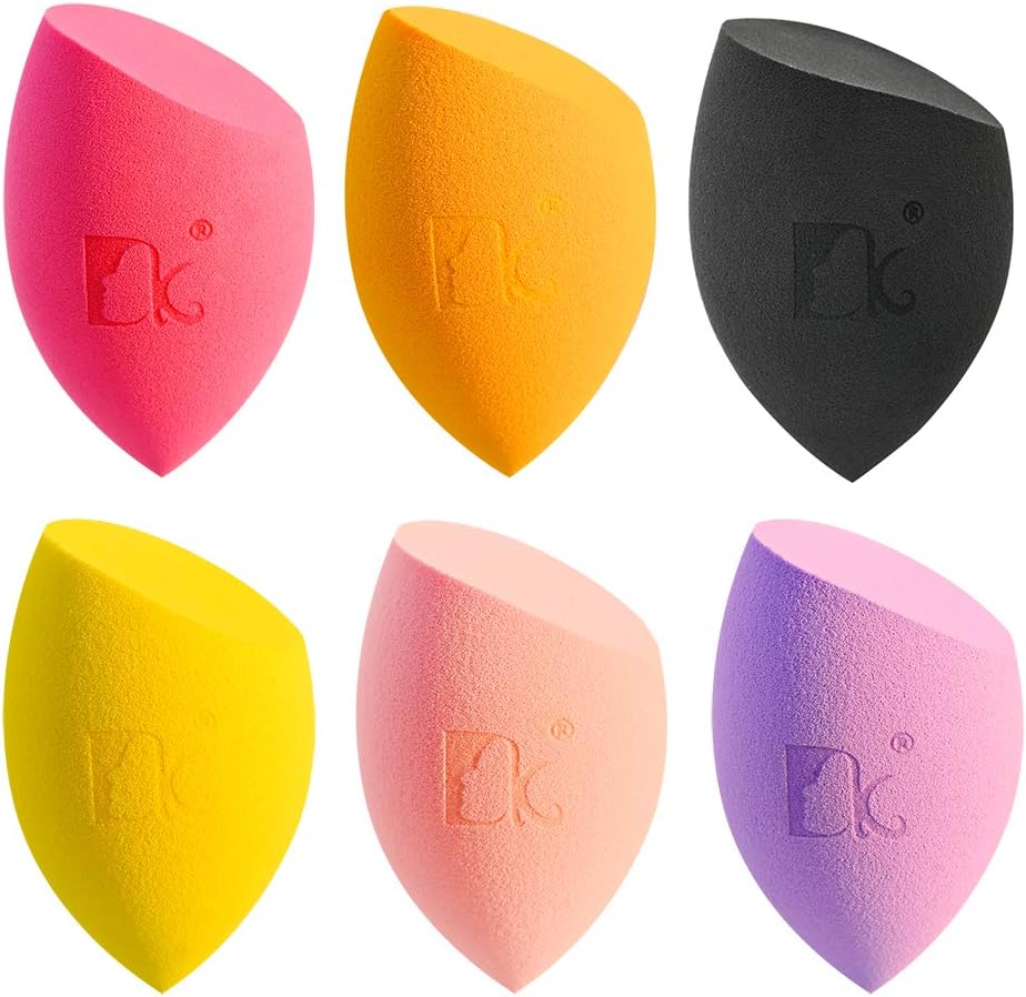 DOLOVEMK Makeup Beauty Sponges Blender 6 Pack - Latex Free,Soft Foundation Blending Sponges Set,Applicator Sponges for Cream,Liquid and Powder (Bevel shape)(Multi Color)