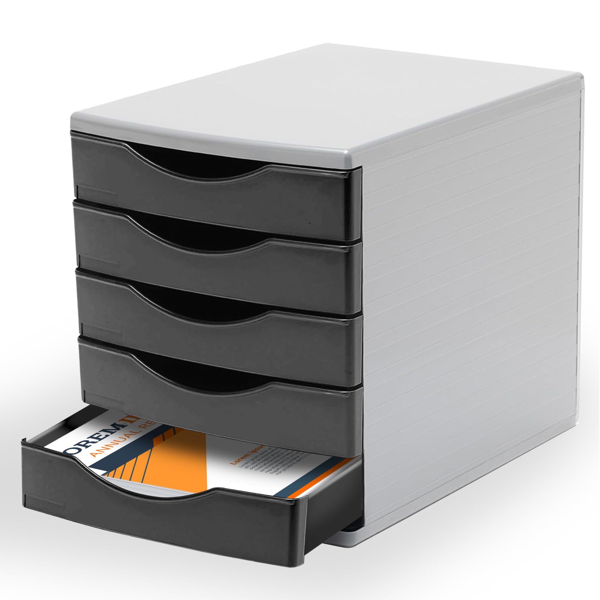 Deflecto® Bold Black Desk Drawer Set - 5 x 60mm Drawers - Large Desktop A4 Organiser