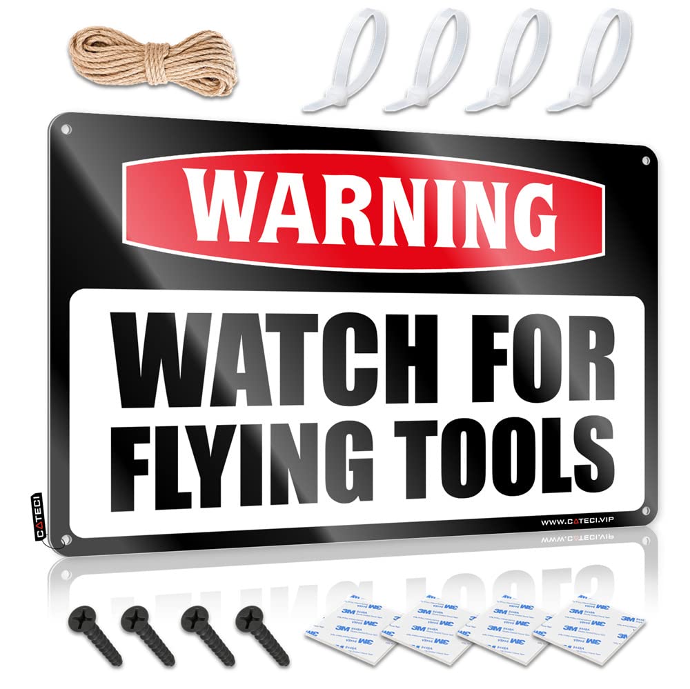 Ztbbdnqha One Color Signs For Garage Warning Watch For Flying Tools Tin Sign Wall Decor Metal Tin Sign Bar Rules Tin Metal Sign(30X40cm)