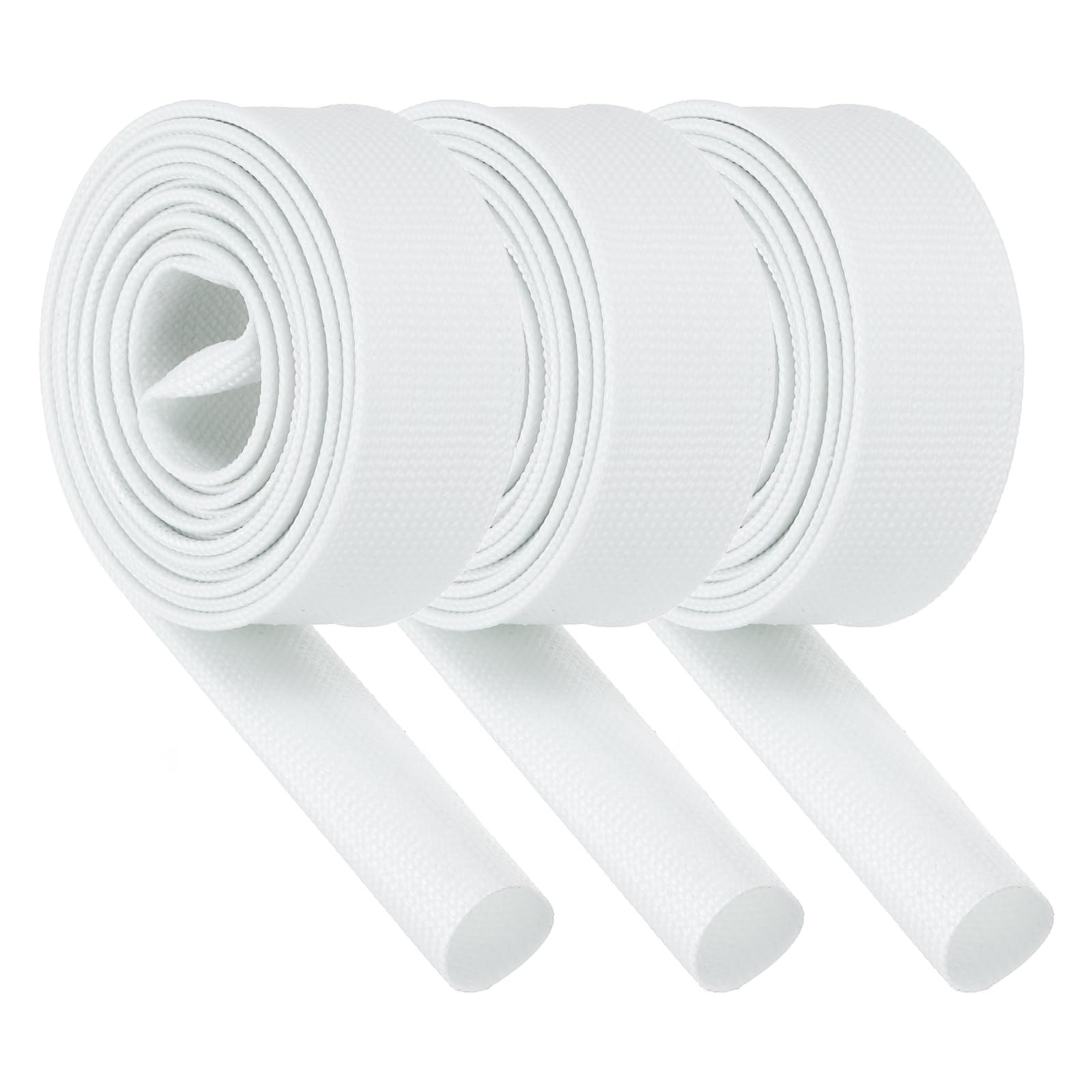 sourcing map 3Pcs Wire Insulation Braid Fire Sleeve,6.6Ft-20mm ID White