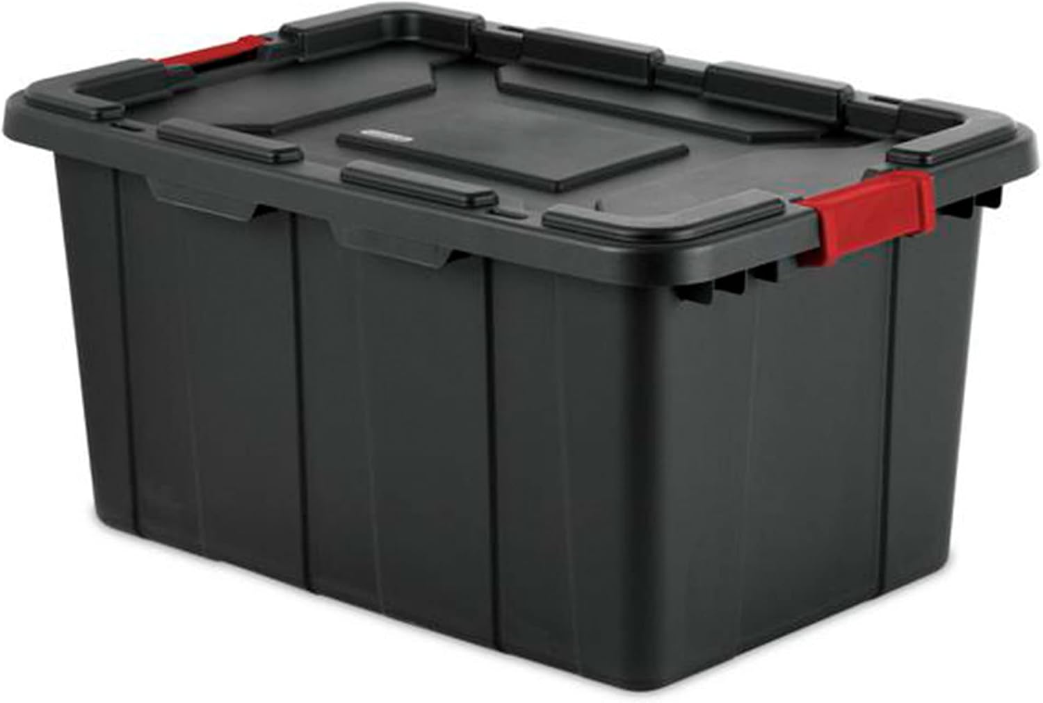Sterilite 14669004 27 Gallon/102 Liter Industrial Tote, Black Lid & Base w/Racer Red Latches