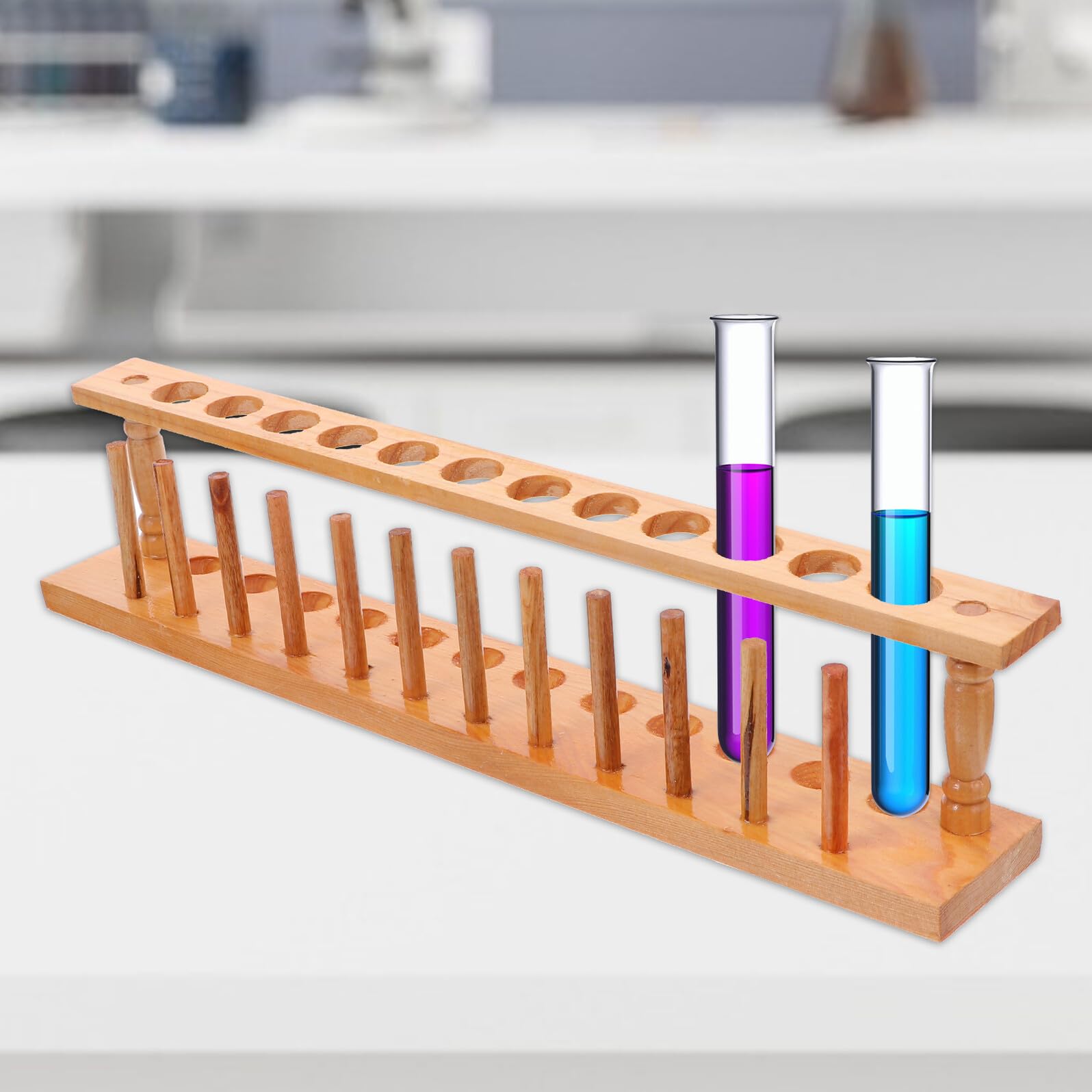 IMIKEYA Supporto in legno per tubi di prova leggero e portatile per laboratorio e insegnamento scolastico riutilizzabile ed ecologico