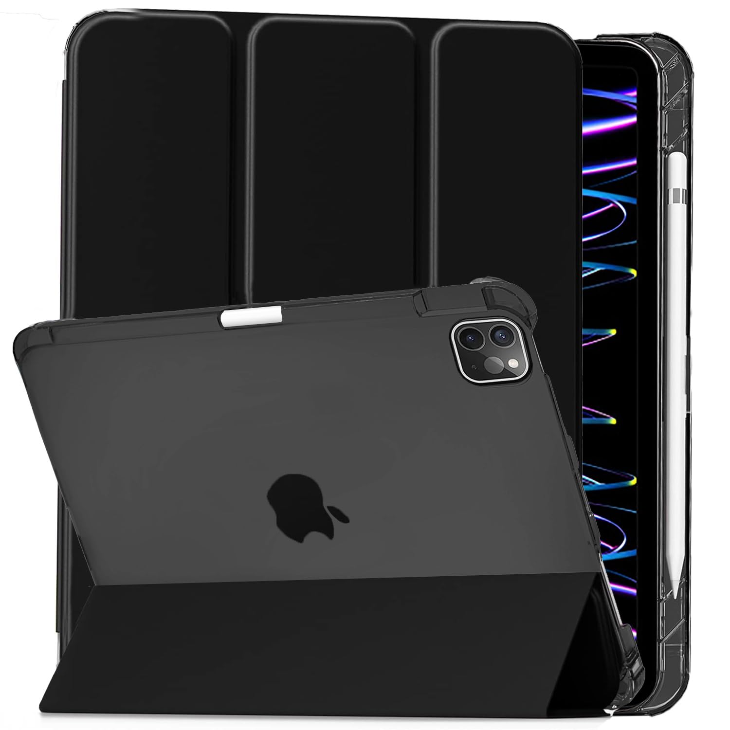 ProElite Smart Case Cover for Apple iPad Pro 11 inch 2022/2021 4th/3rd Generation [Auto Sleep/Wake ], Translucent & Hard Back, with Pencil Holder, Black (B0D1KQ1TTW) Amazon Price History, Amazon Price Tracker