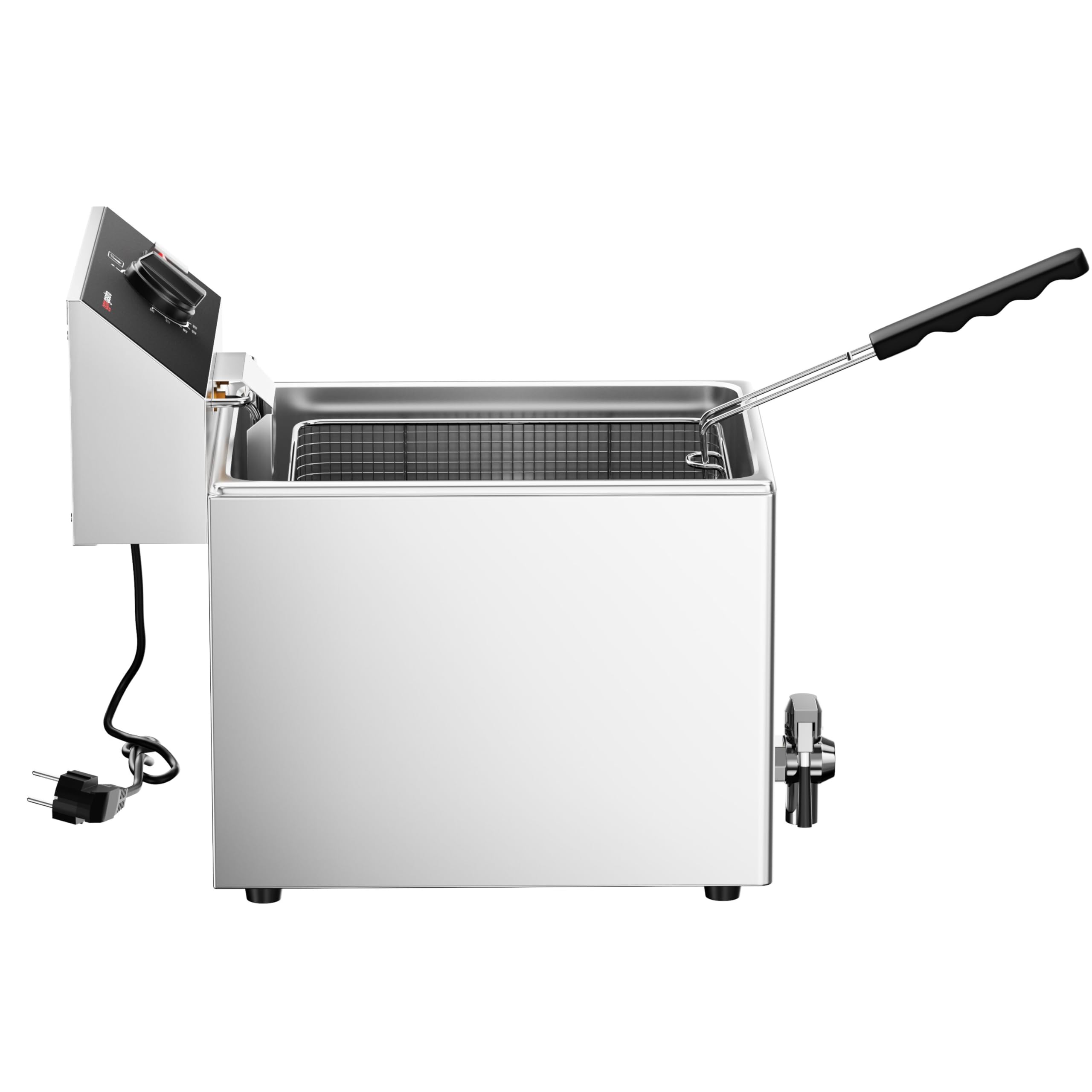 GGM Gastro Elektro-Fritteuse 12L 3,25kW mit Ablasshahn | Robuste Edelstahlkonstruktion, zeitsparende Reinigung, einfaches Öl-Management, sofort betriebsbereit, sicher im Betrieb