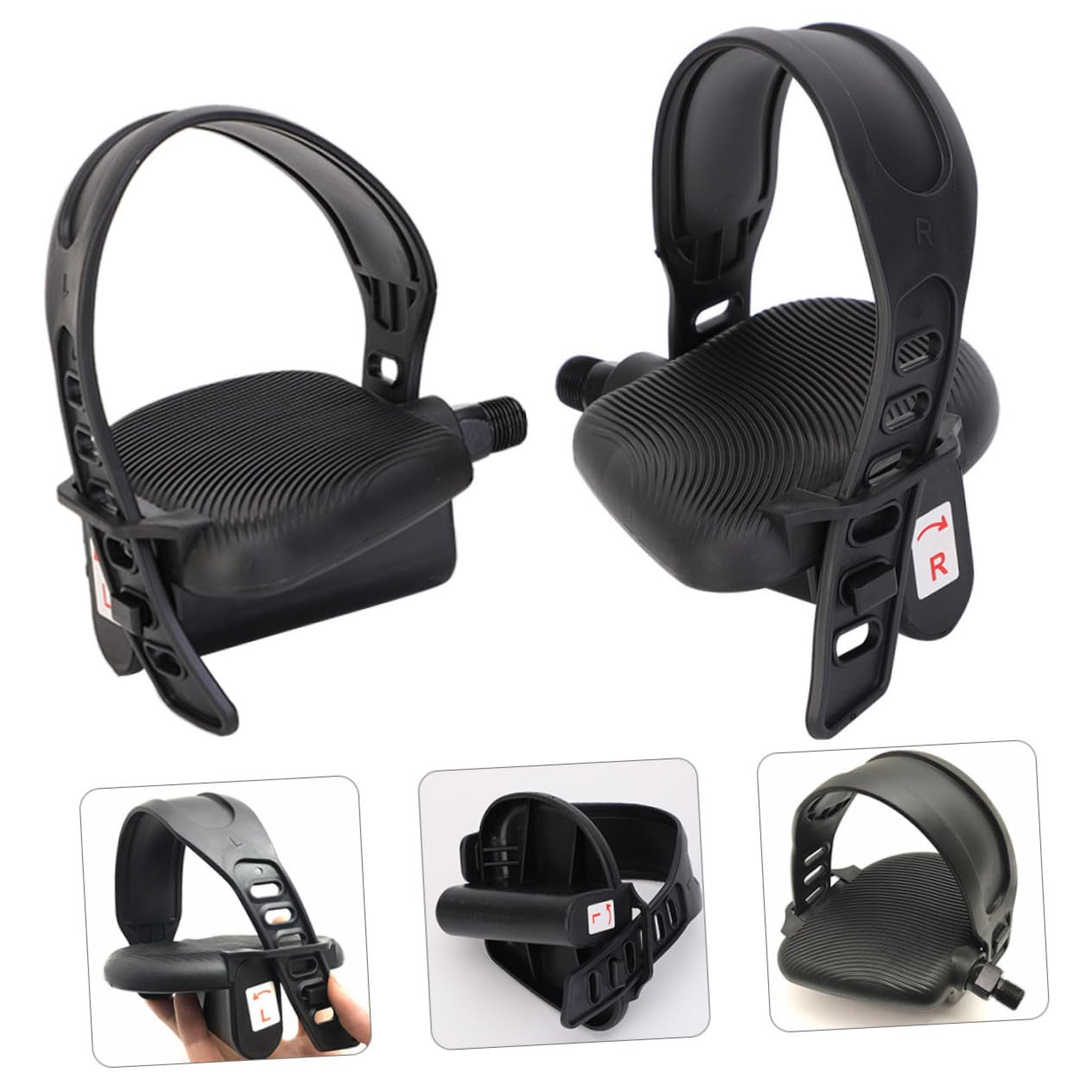 Heimtrainer Pedale Paar rutschfest Mit Verstellbarem Gummiriemen Gussstahl Fahrrad Ersatzteile Fitness Pedal Für Indoor Cycling