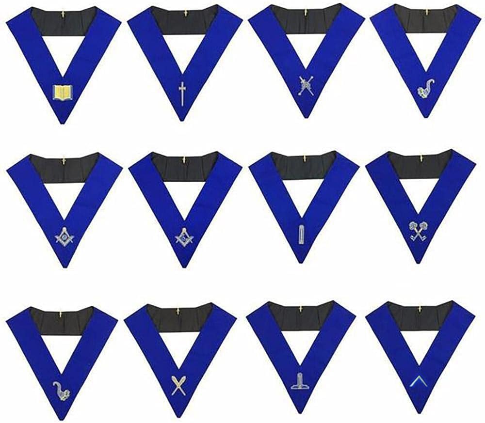 Blue Lodge Officers Collar Set of 12 Machine Embroidery Collars