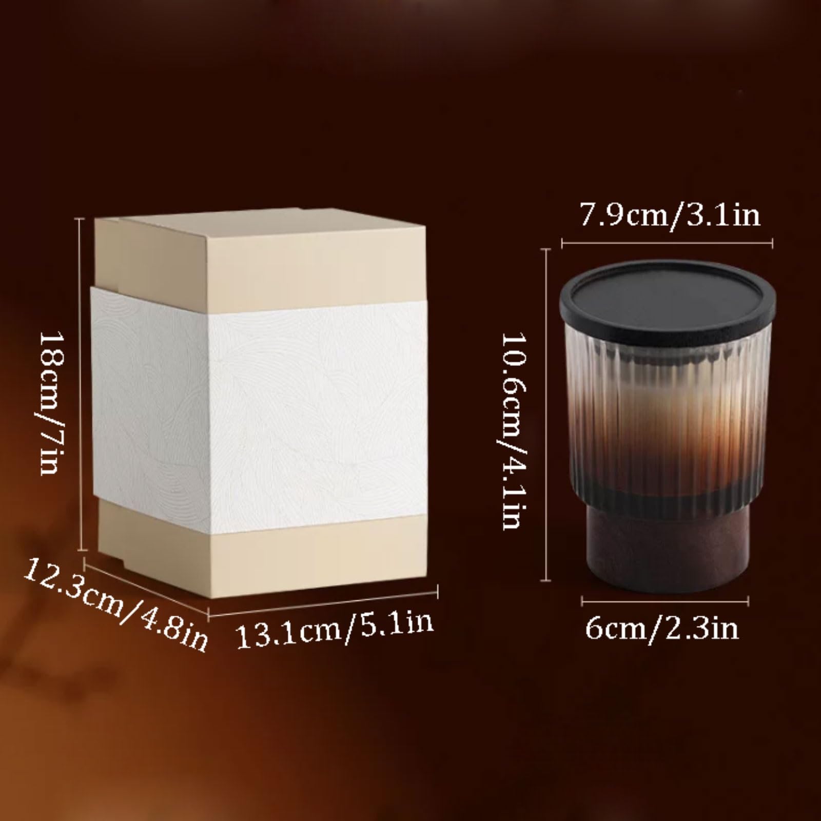 Velas de vidrio y madera hechas con cera de soja y aceites esenciales botánicos, vela de aromaterapia reutilizable de larga duración(Ebony Agarwood)