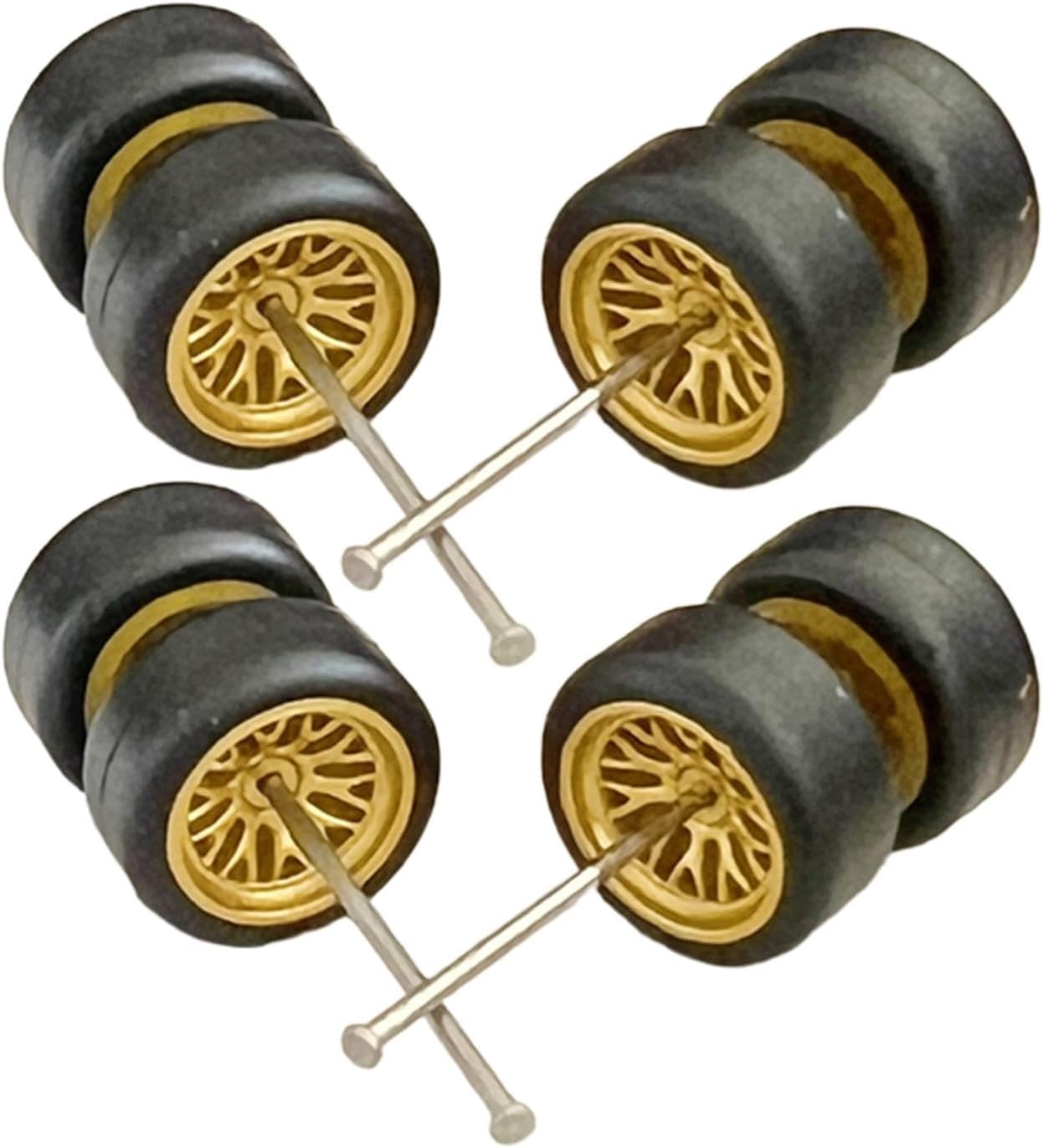 1/64 Scale Wheels Model Simulation Car Wheels Tires with Roller Shaft Miniature Toys for Collectors Car Models, Yellow