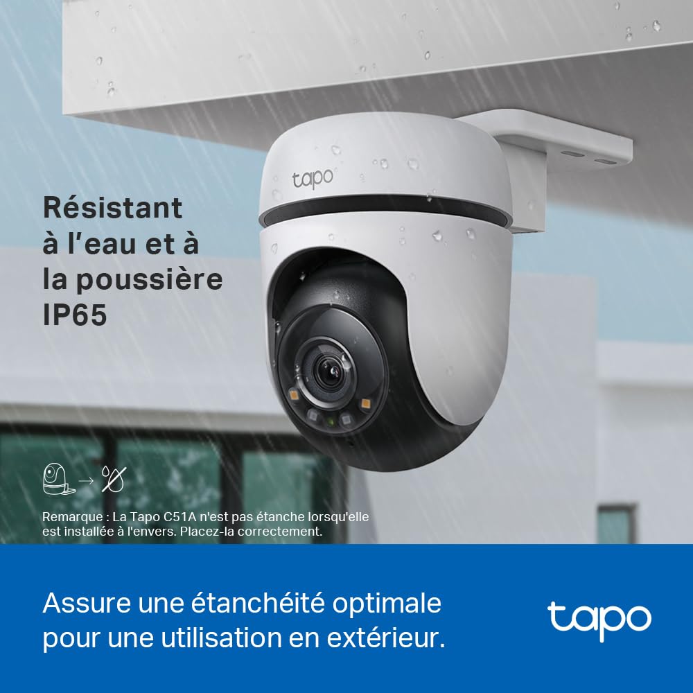 Tapo C510W 2K Caméra de Surveillance WiFi Extérieur 360° Vision Nocturne Couleur IP65