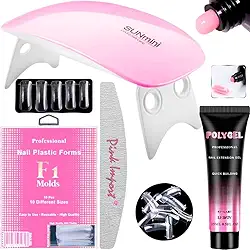 Kit Profissional para Extensão de Unhas, Moldes de Plástico F1, Lâmpada LED/UV, Gel de Construção Rápida