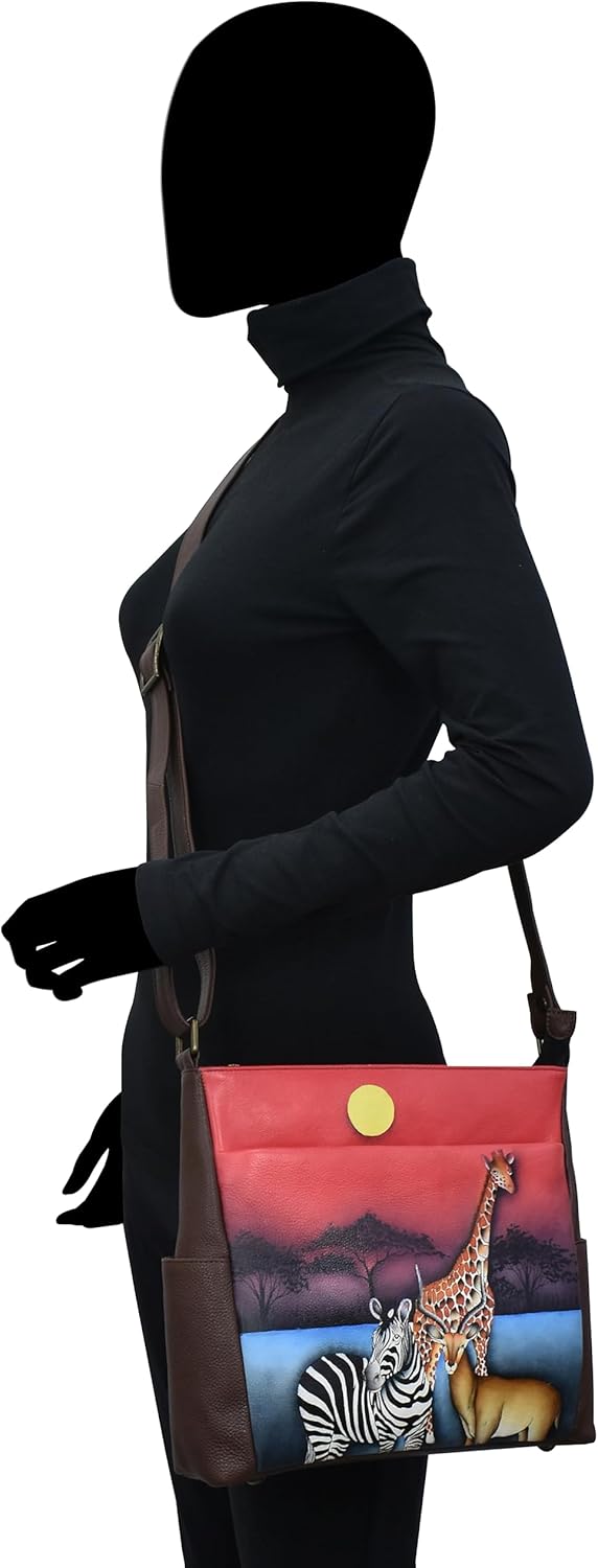 Anna by Anuschka Women's Hand-Painted Genuine Leather Crossbody with Side Pockets - Image 4