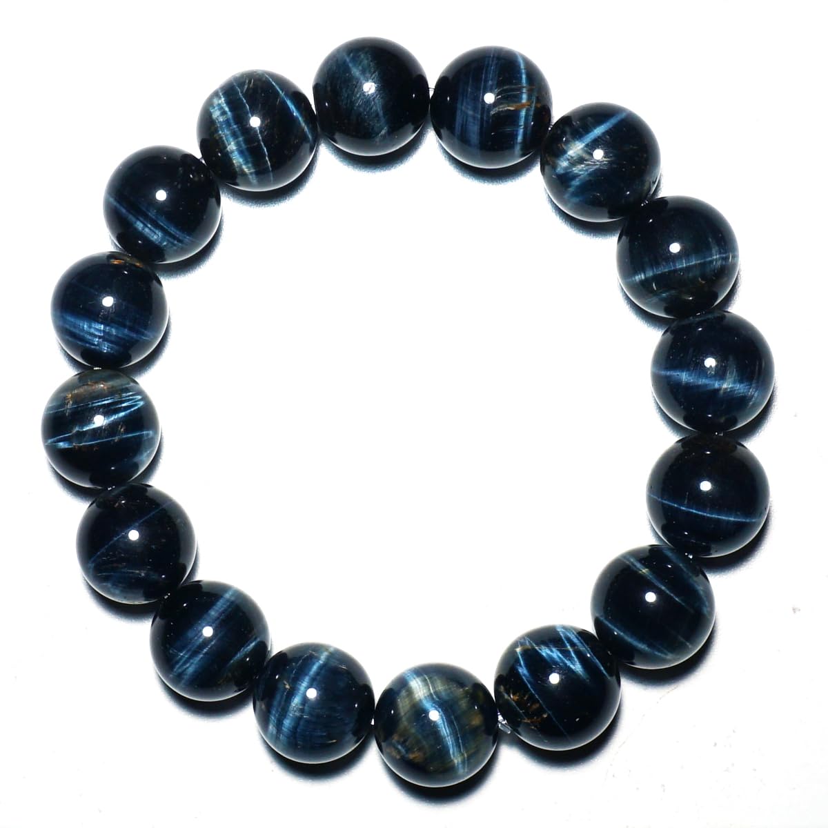 Blaues Tigerauge-Herrenarmband, 14 mm | Passt für ein XL-Handgelenk mit ca. 20 cm Umfang | Natürliche Solarplexus-Chakra-Edelsteine | Bringt Glück, Reichtum und Mut | Schutz vor dem Bösen | Geschenk
