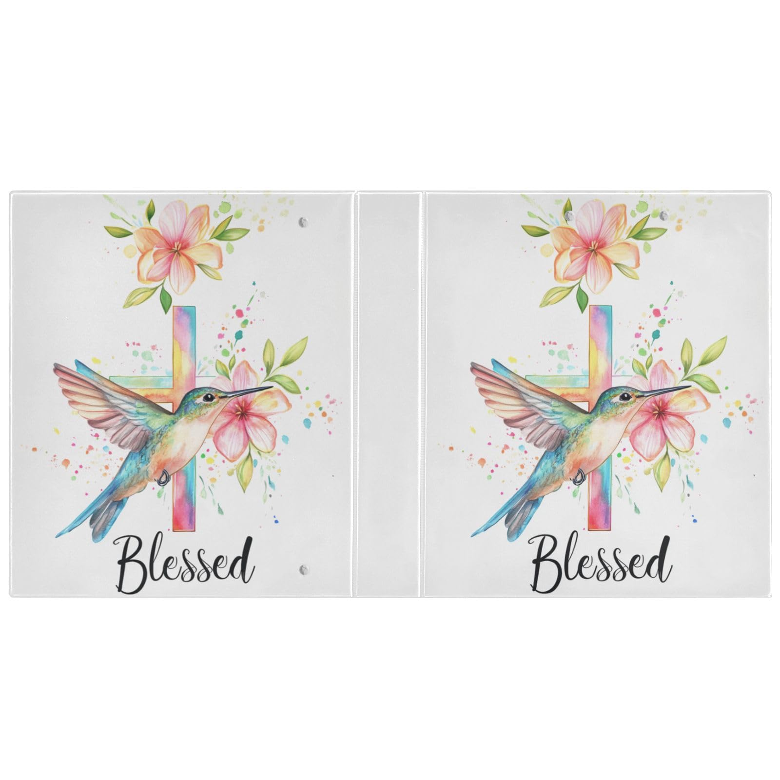 Raccoglitore con citazione a forma di colibrì floreale, 3,8 cm, 3 anelli con portablocco e 2 tasche, grandi e resistenti, raccoglitore decorativo ad anelli a D, flessibile, con copertina