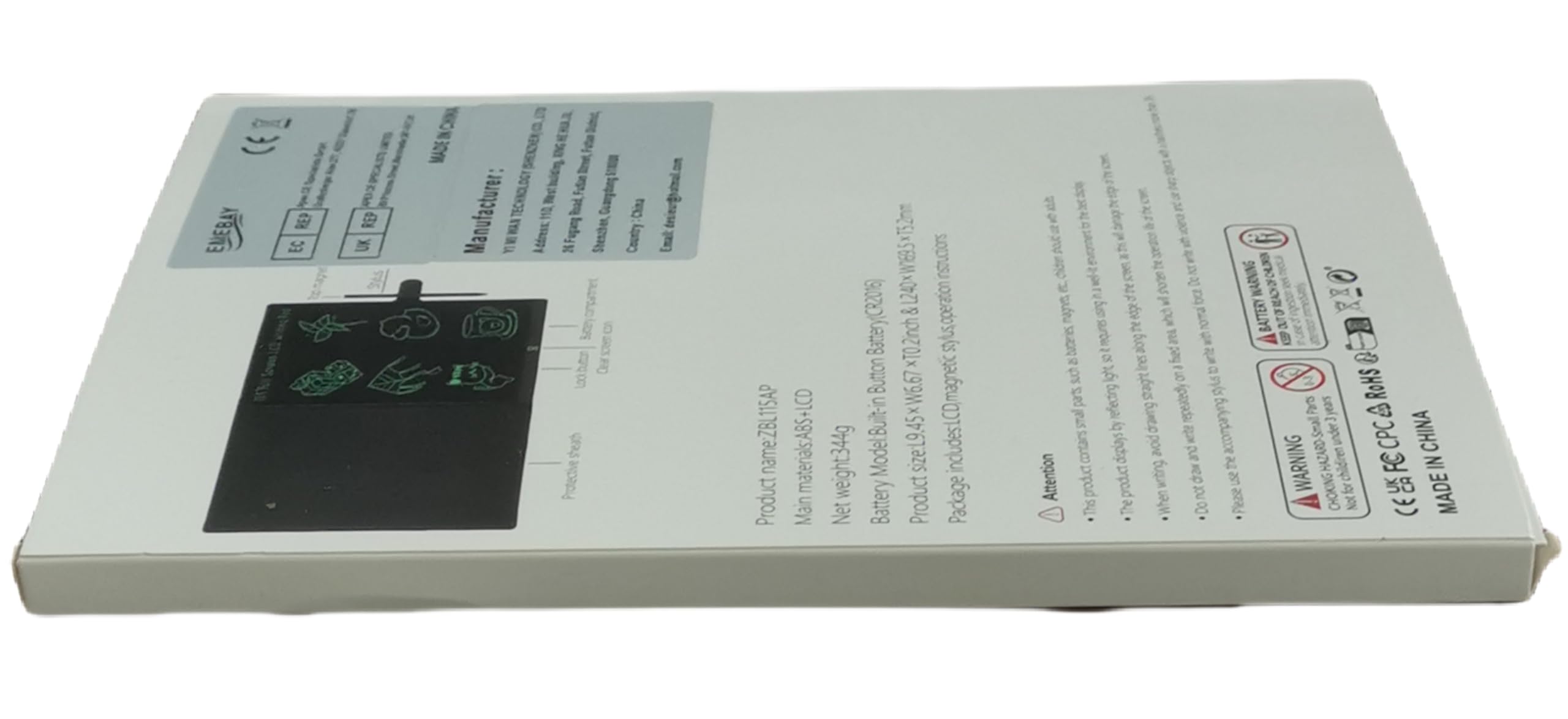 EMEBAY Tablette d'écriture LCD 11,5" Ultra Mince 3.2 mm Bloc-Notes numérique effaçable