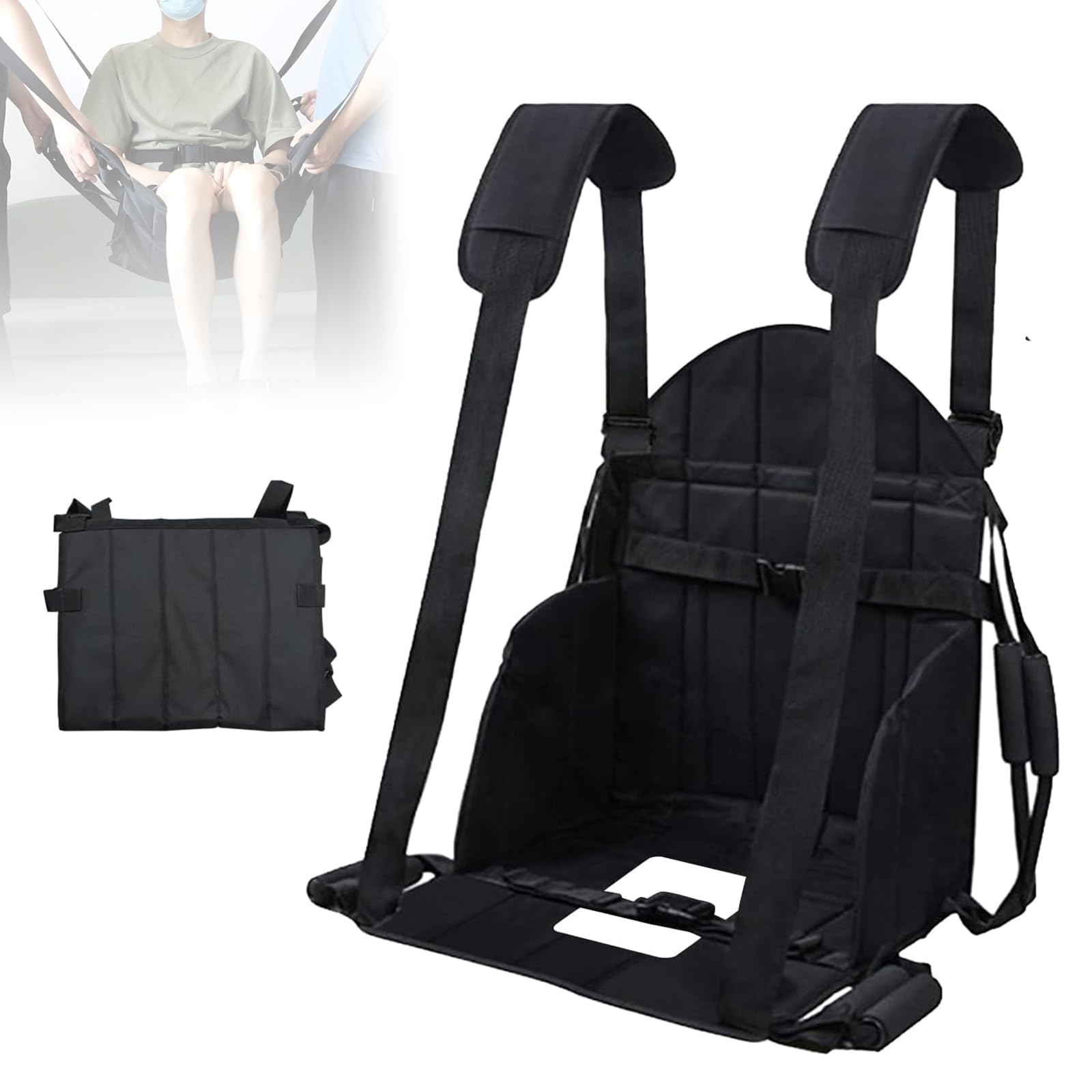 Cinturón de elevación para silla de ruedas, tela Oxford impermeable, elevador plegable para ancianos, diseño de doble mango, soporta hasta 150 kg, ideal para pacientes con movilidad limitada