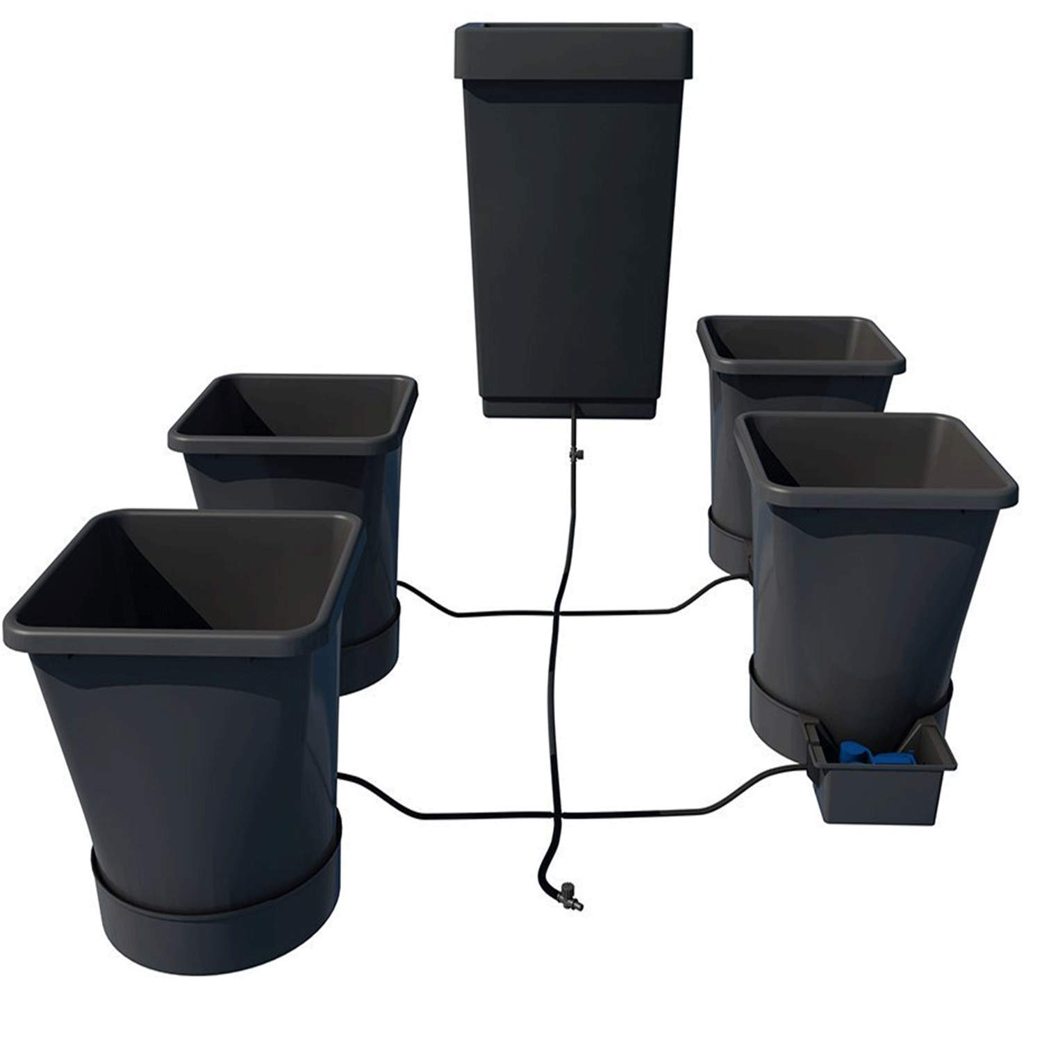 AutoPot 4 Pot XL System with 6.6 Gallon Pots and 12.4 Gallon Tank - Self-Watering Gravity-Fed Hydroponic Indoor System, Black