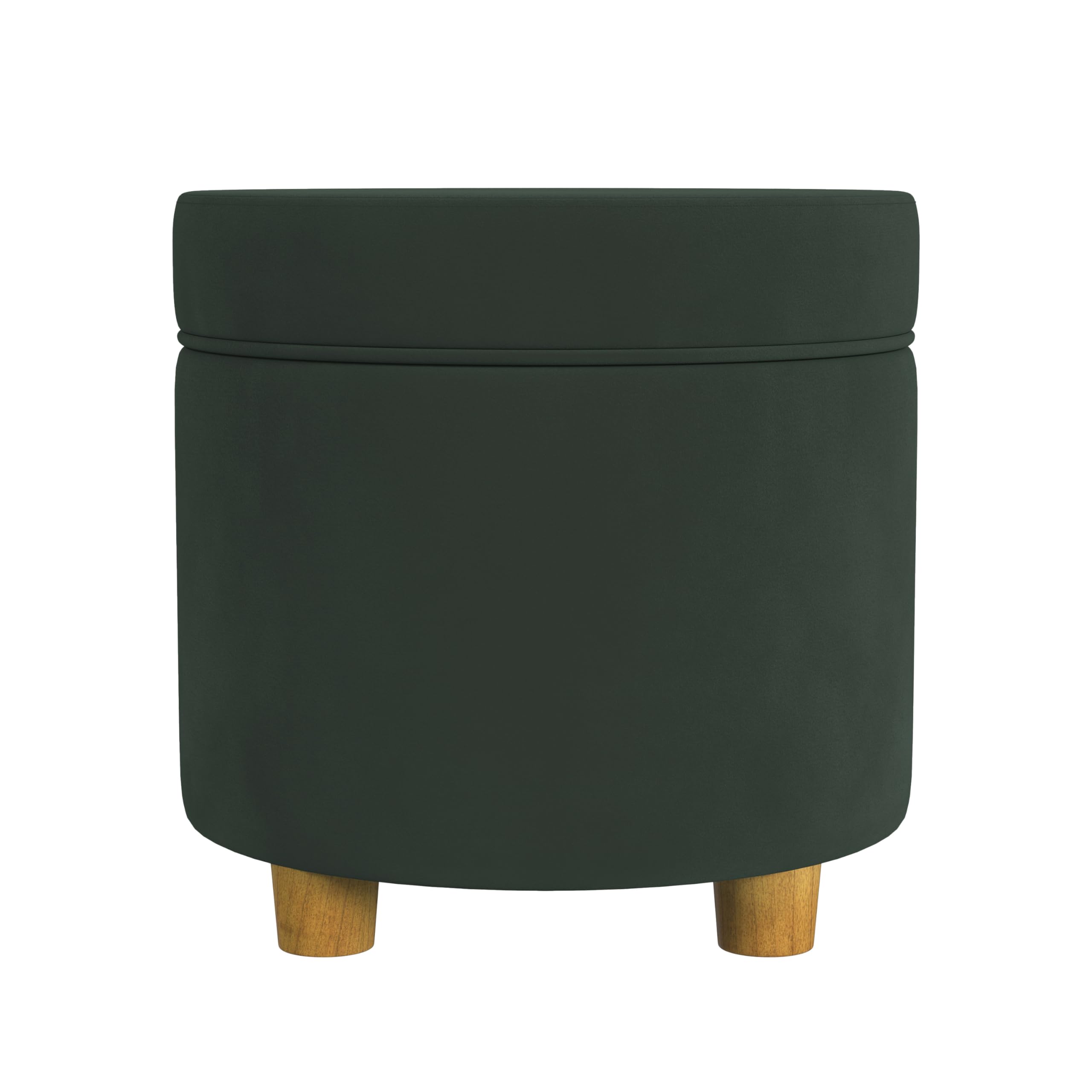 homepop home decor | upholstered round storage ottoman | ottoman with storage for living room & bedroom, loden green velvet large