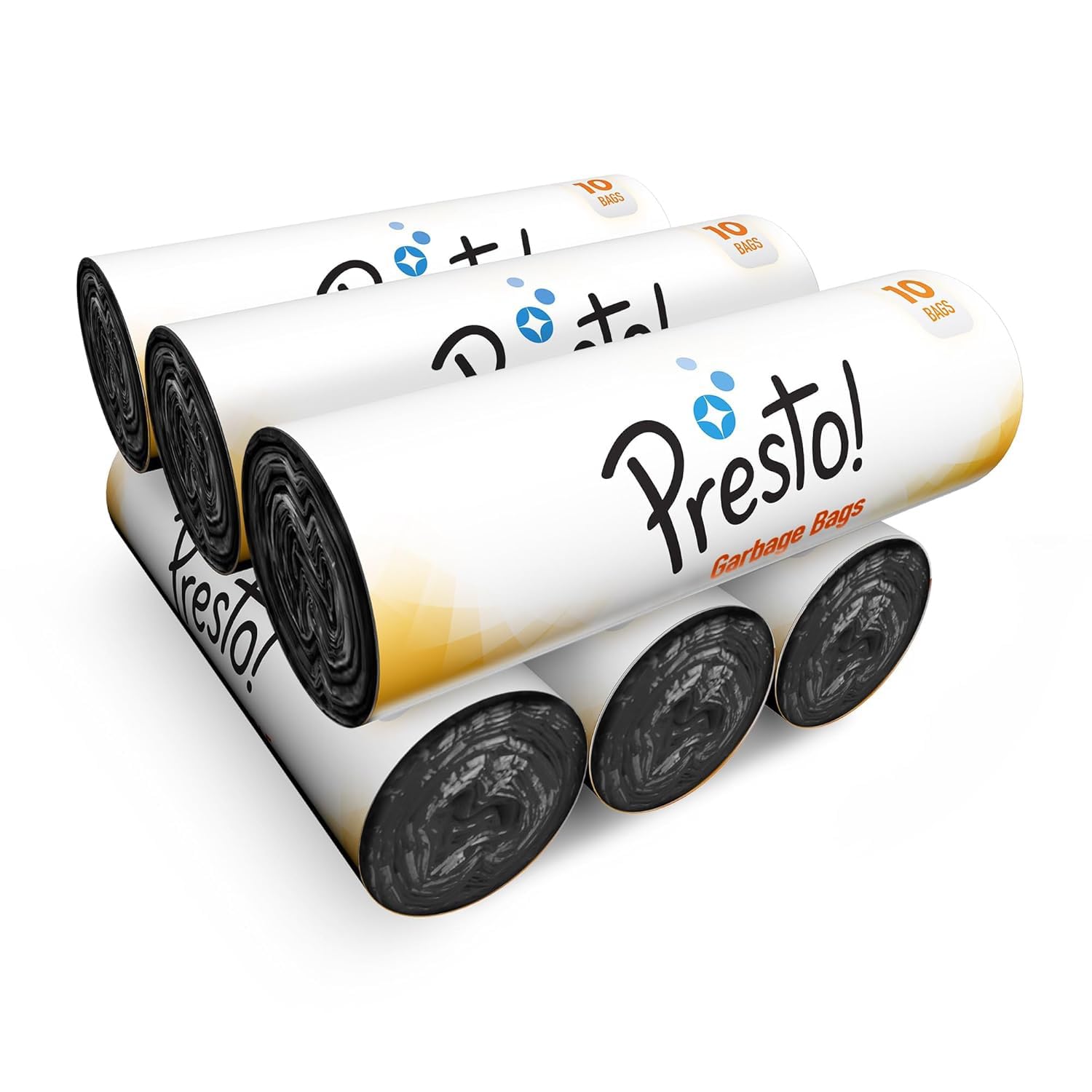 Presto! Garbage Bags, XL (30 x 37 inches) - 10 bags/roll (Pack of 6, Black)-image-35