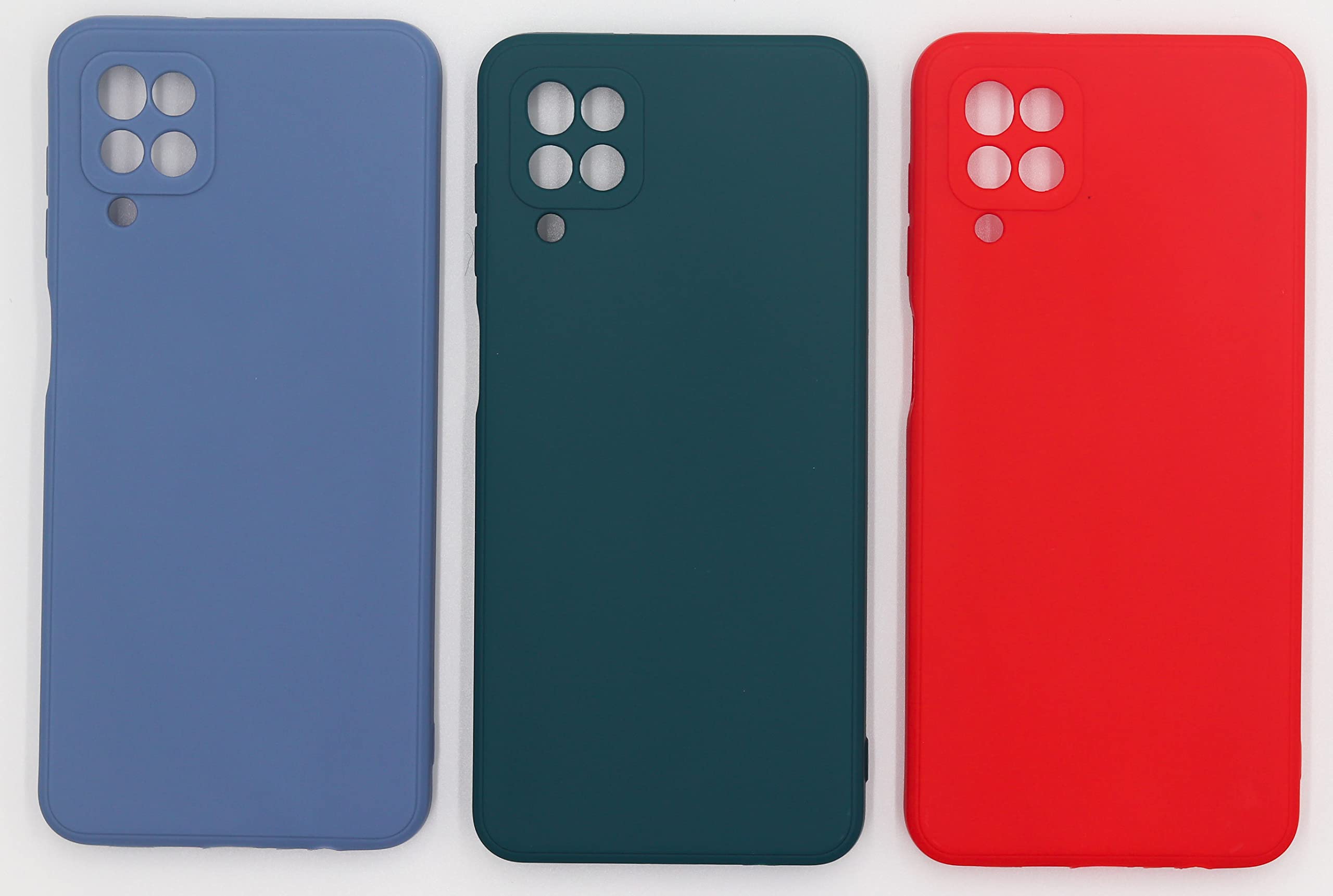 3 pcs Samsung A22 4G global matte soft silicone tpu case cover - slim fit colorful & good grip (pack of 3) (Red, Green, Blue)
