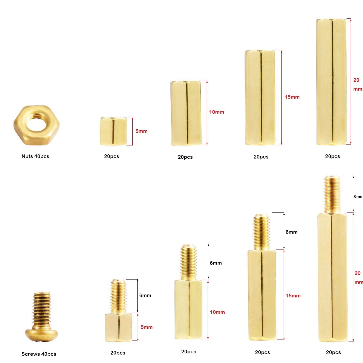 GTIWUNG 240 Pezzi M3 Ottone Maschio Femmina Esagonale Distanziatore, Esagonale Standoff Vite Dado Pilastro Filettato Kit Assortimento, per Scheda Madre PCB