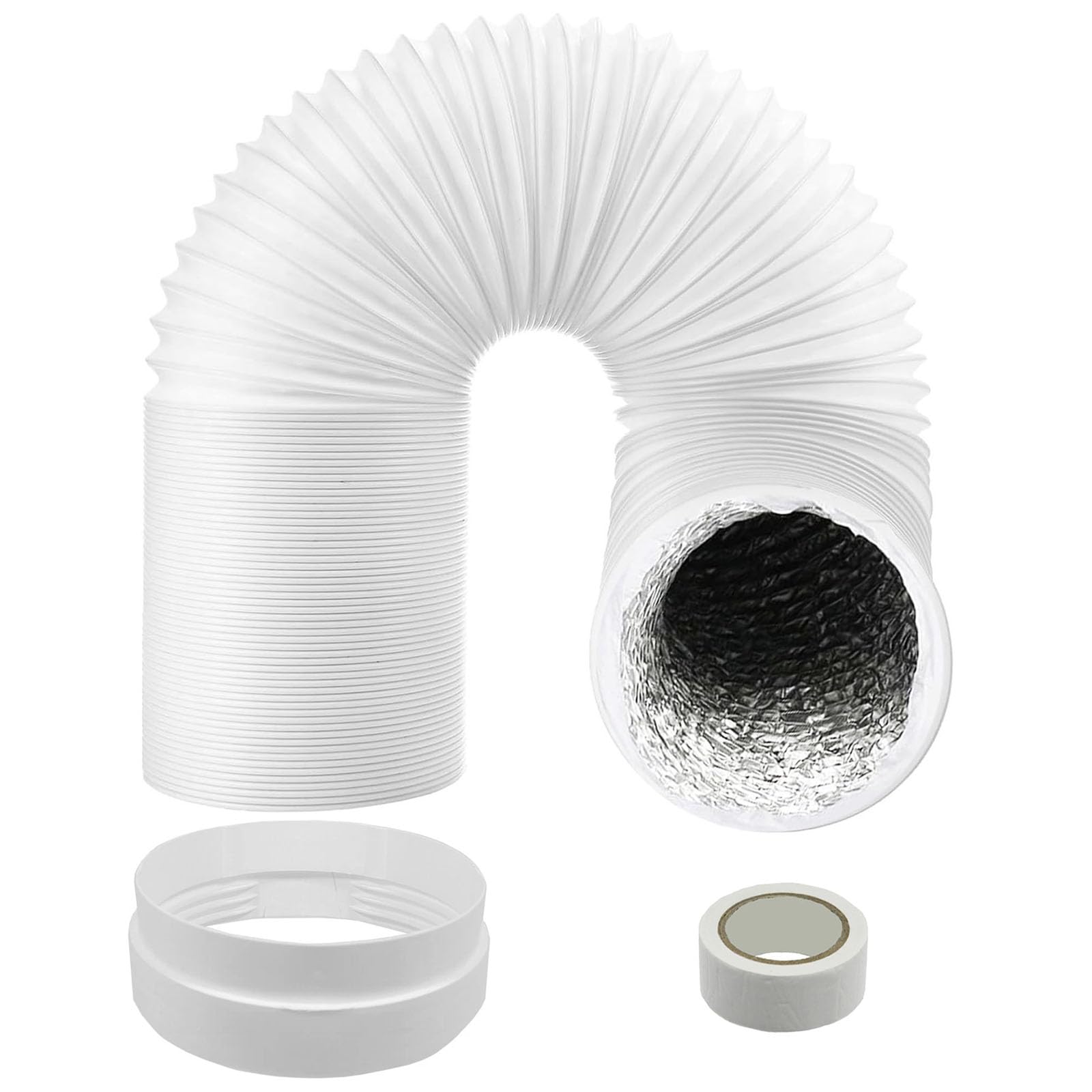 SPARES2GO Air Conditioning Vent Hose Connector Adaptor Kit (6" x 3m Duct Pipe + 6" 150mm Threaded Duct Outlet Ring + Sealing Tape)