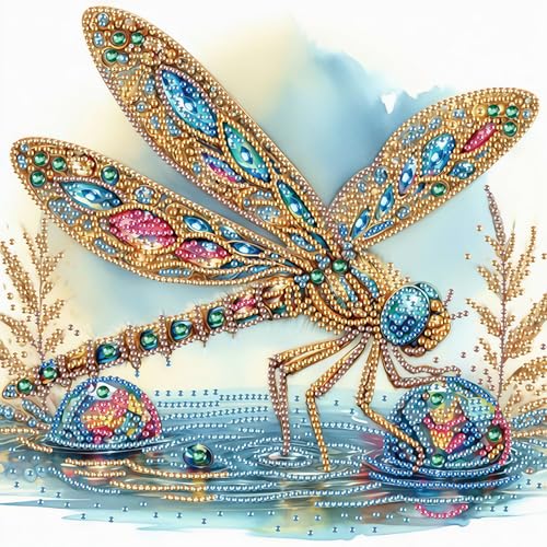 Image of Tontut Diamond Art Painting Kit, Water Dragonfly Adult 5D DIY Diamond Art Kit for Gift Wall Decoration, Suitable for Office, or Home Wall Decoration