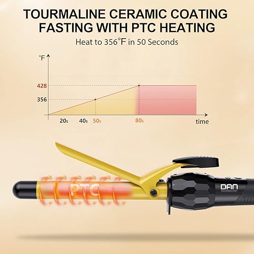Miniatura 3 de DAN Technology Rizador de pelo de 34 pulgadas, rizador de pelo de cerámica turmalina con pantalla LCD (180 F a 430 F), calentamiento rápido, doble