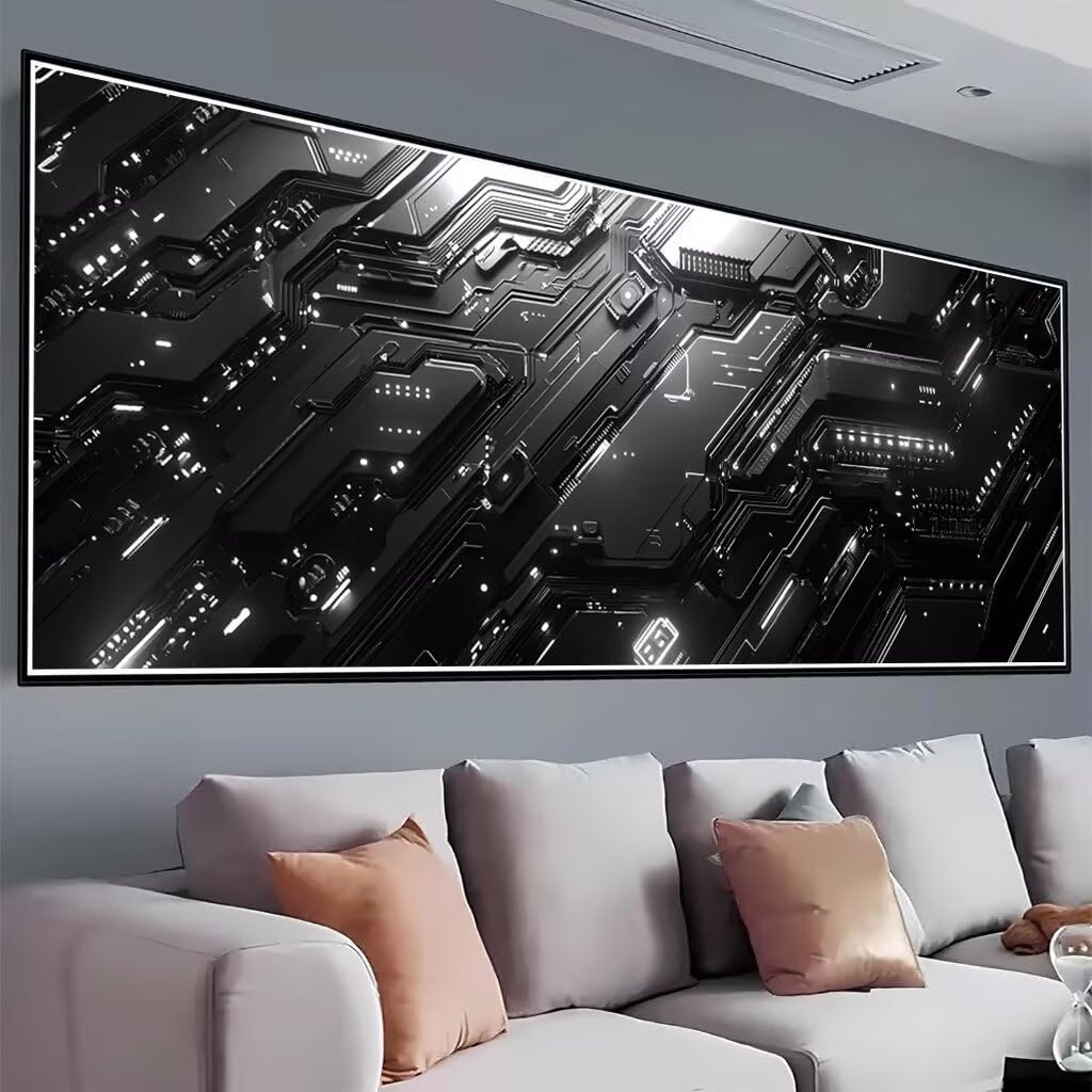 Schwarz Diamond Painting Groß XXL 130x50cm, Basteln Erwachsene Diamond Painting Set, 5D DIY Cool Diamant Paintings Bilder Erwachsene, Diamond-painting Set mit Zubehör für Zimmer Deko Geschenke D-83