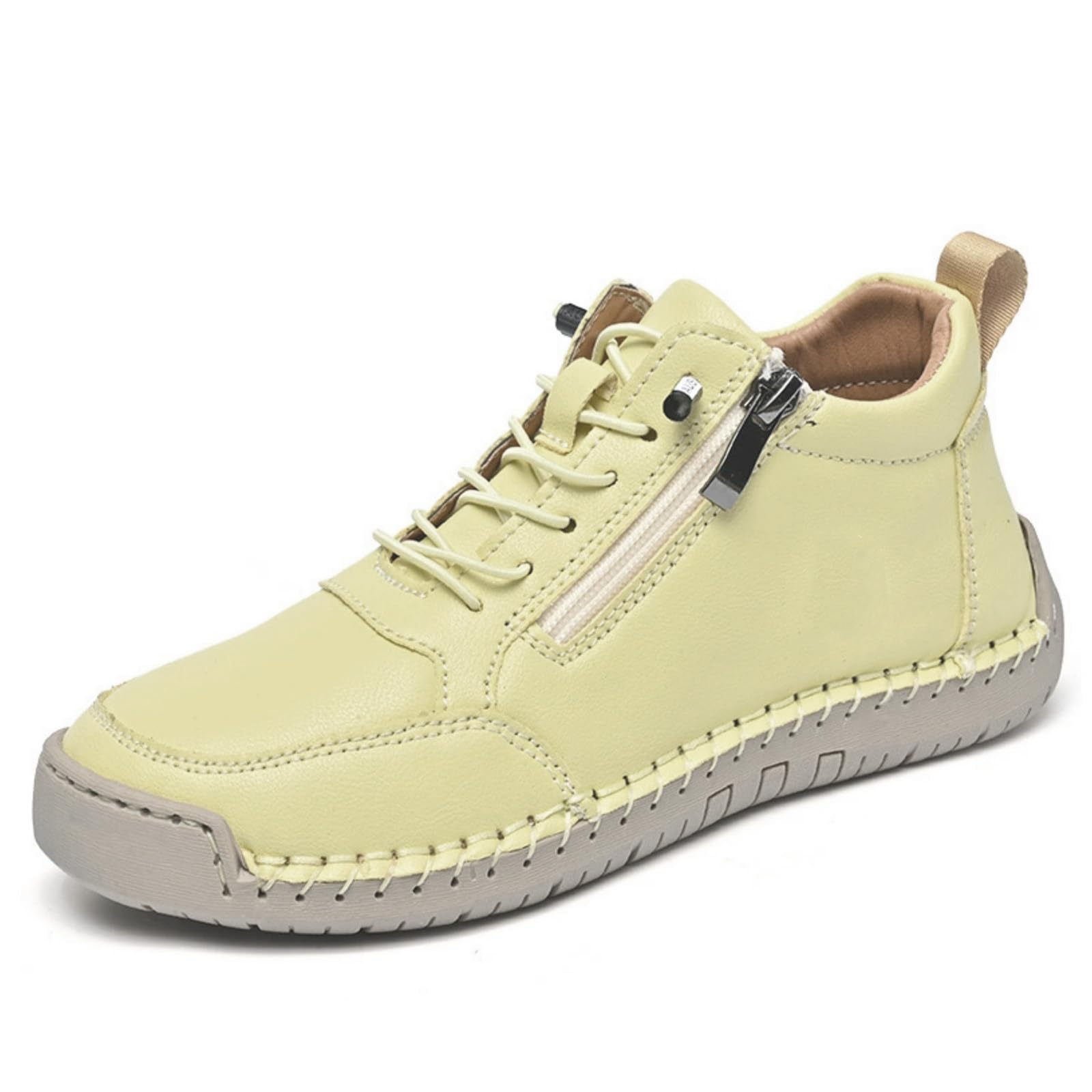Women Vintage Leather Ankle Boots Handmade Faux Leather Orthopedic Comfy Shoes Waterproof Spacious Toe Box Casual Shoes Non