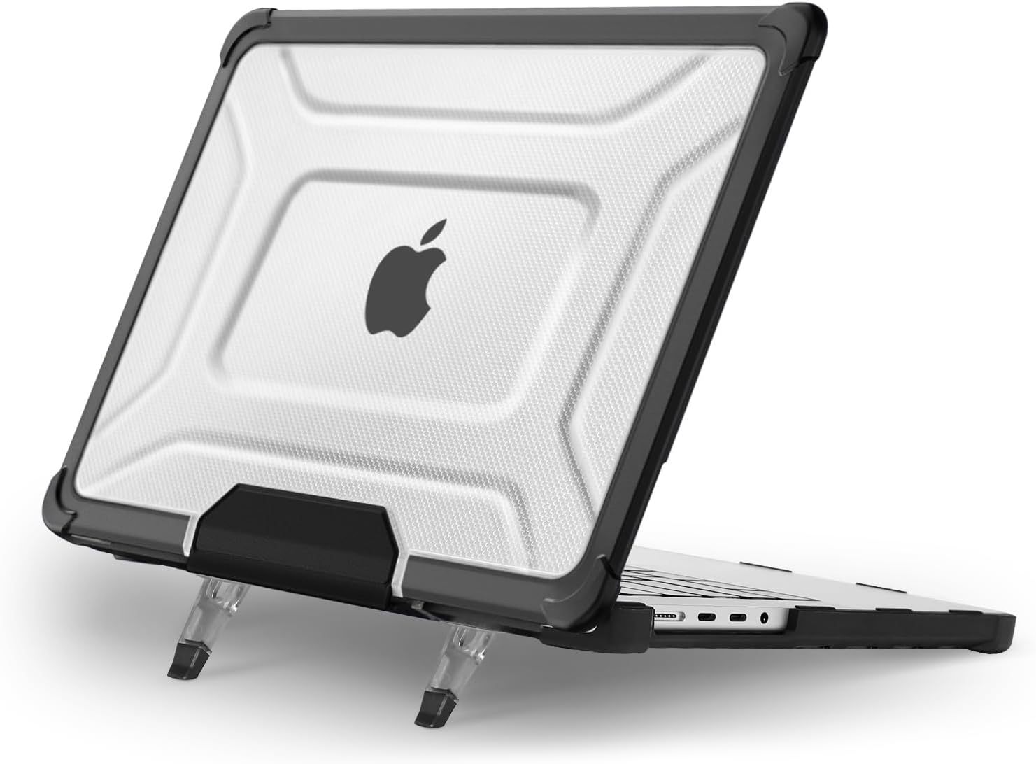 MOSISO Compatible with MacBook Pro 14 inch Case M5 2026 M4 M3 M2 M1 2025-2021 A3427 A3426 A3434 A3112 A3185 A3401 A2918 A2992 A2779 A2442, Shockproof TPU Bumper Dots Case with Foldable Stand, Black